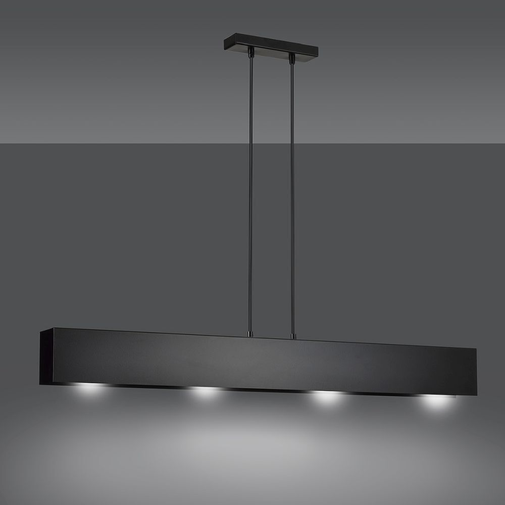 Lampe à suspendre noire réglable 4x E27 anguleuse métal