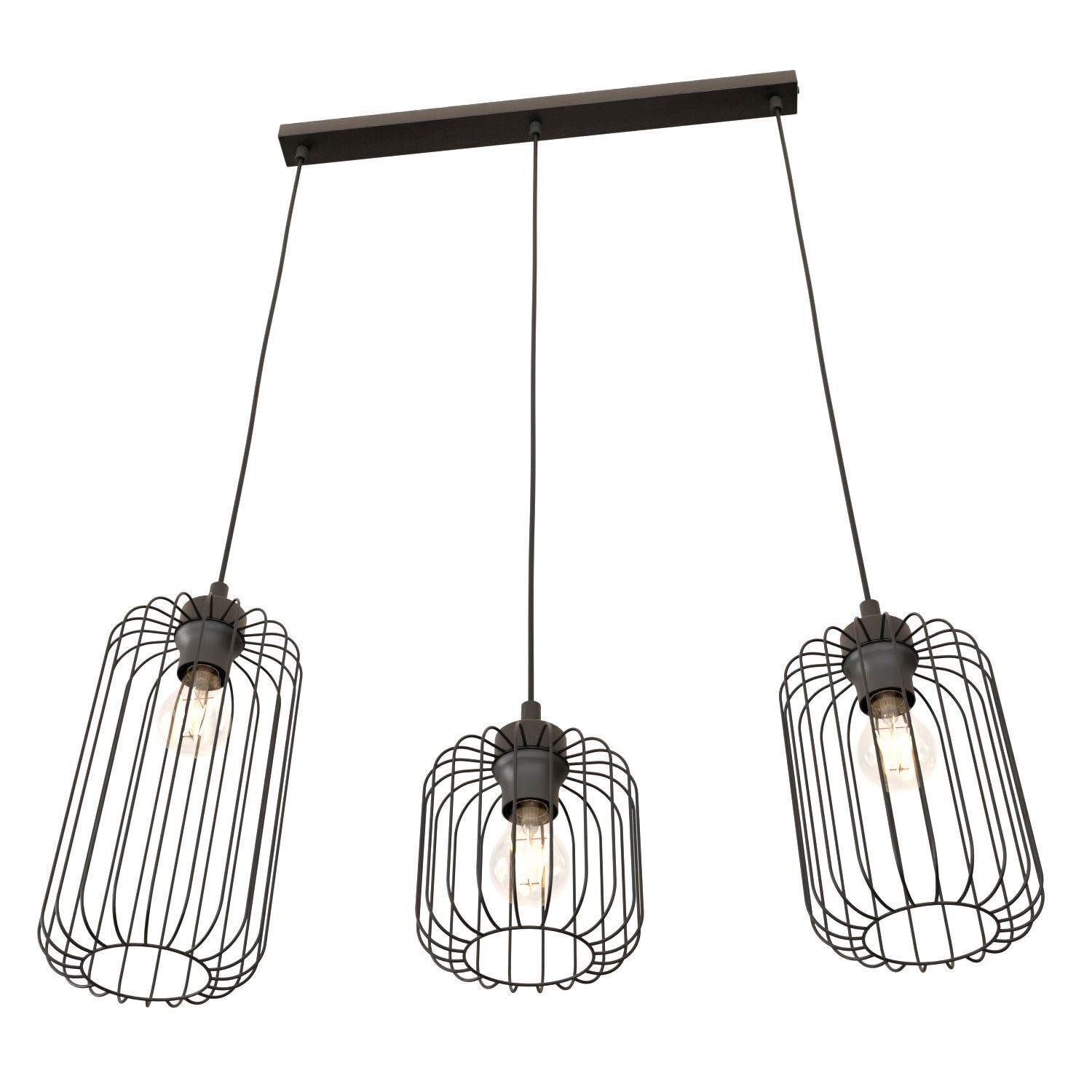 Lampe à suspendre décorative en métal noir E27 L:40 cm de long