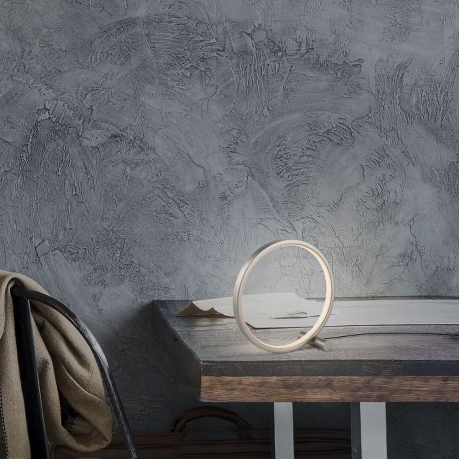 Lampe de table LED Argent Métal Anneau H:25,5 cm 3000 K 10 W Drinnen, Innenarchitektur