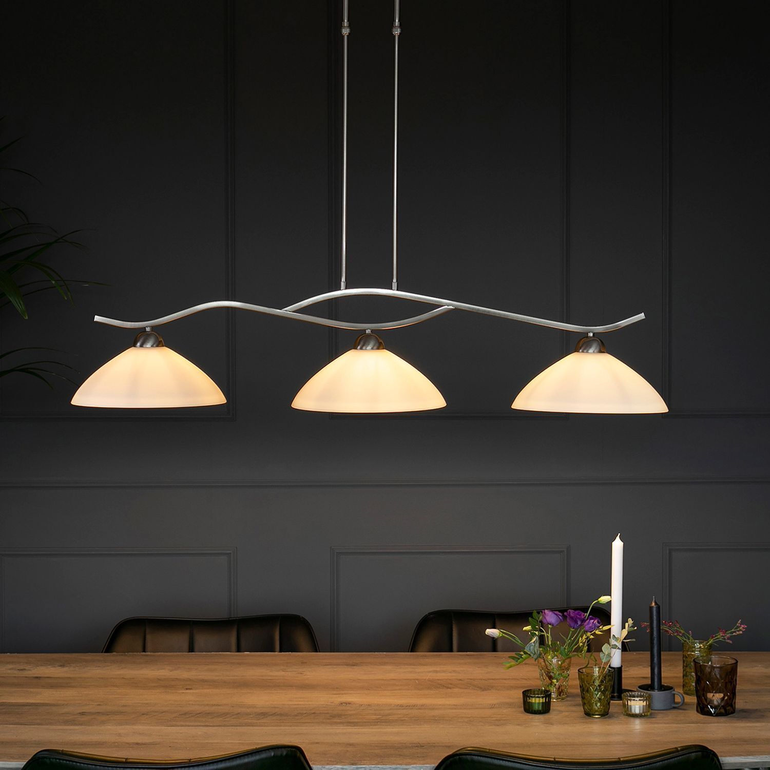 Plafonnier faible éblouissement métal verre en acier blanc 112 cm