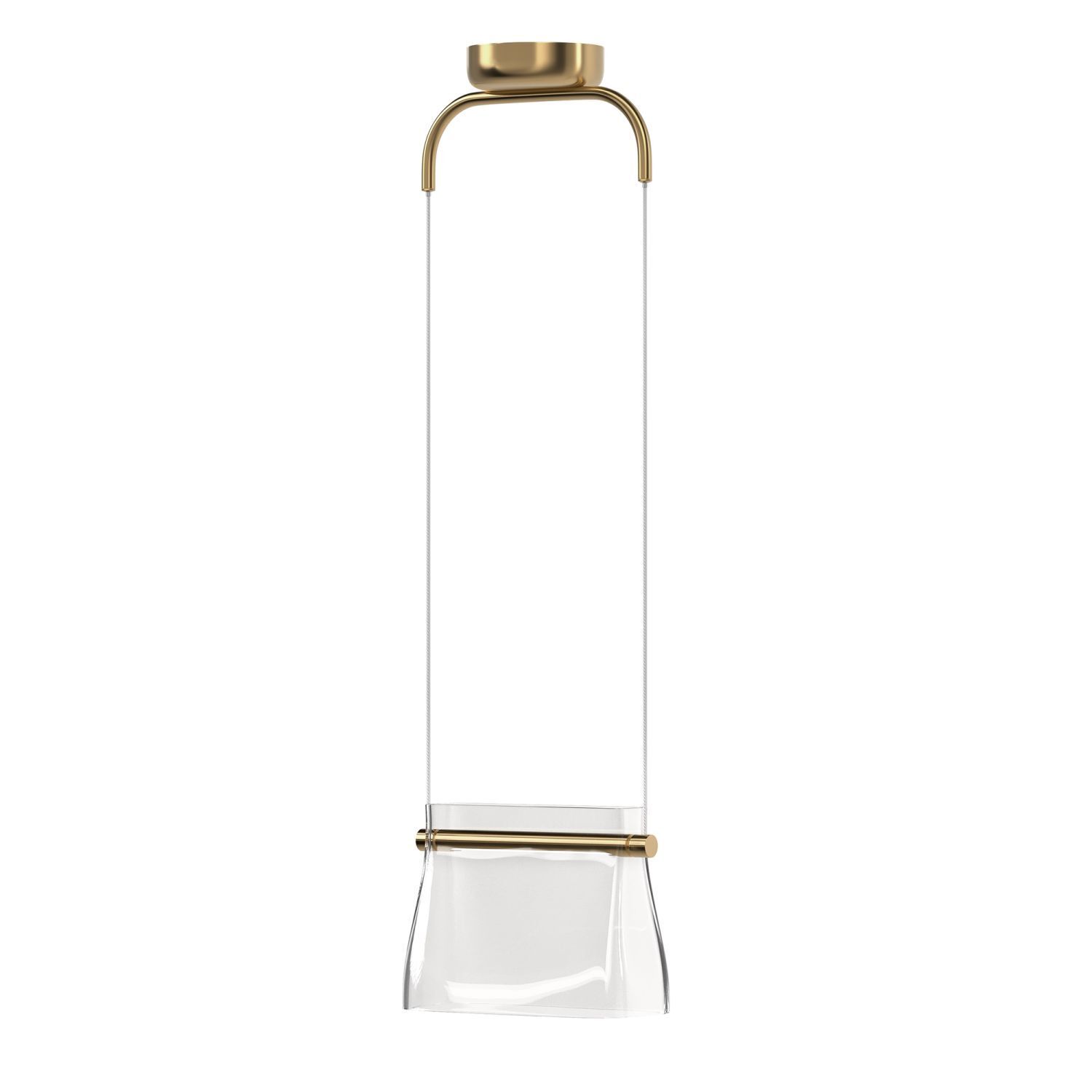 Suspension métal verre LED H : max. 329 cm en laiton