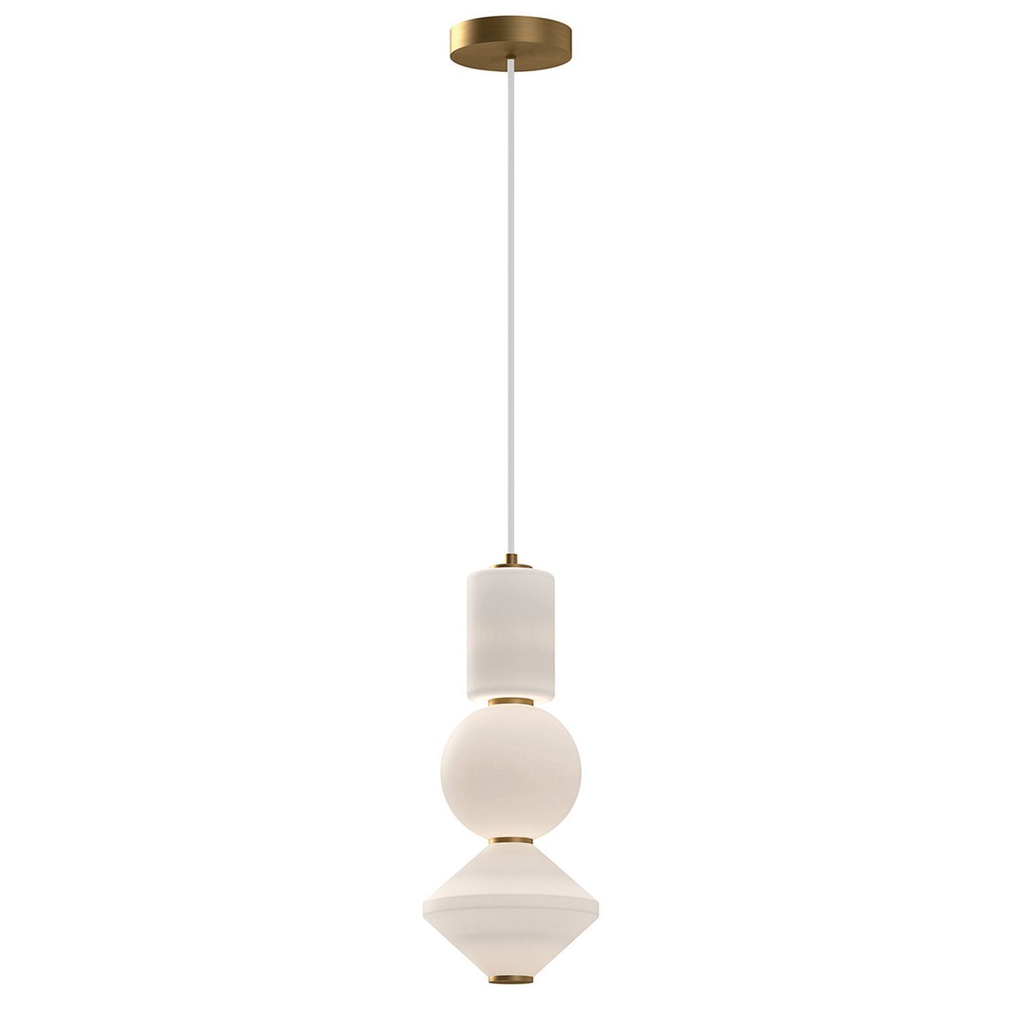 Suspension LED verre métal L : 19,8cm Moderne blanc or antique Lampe