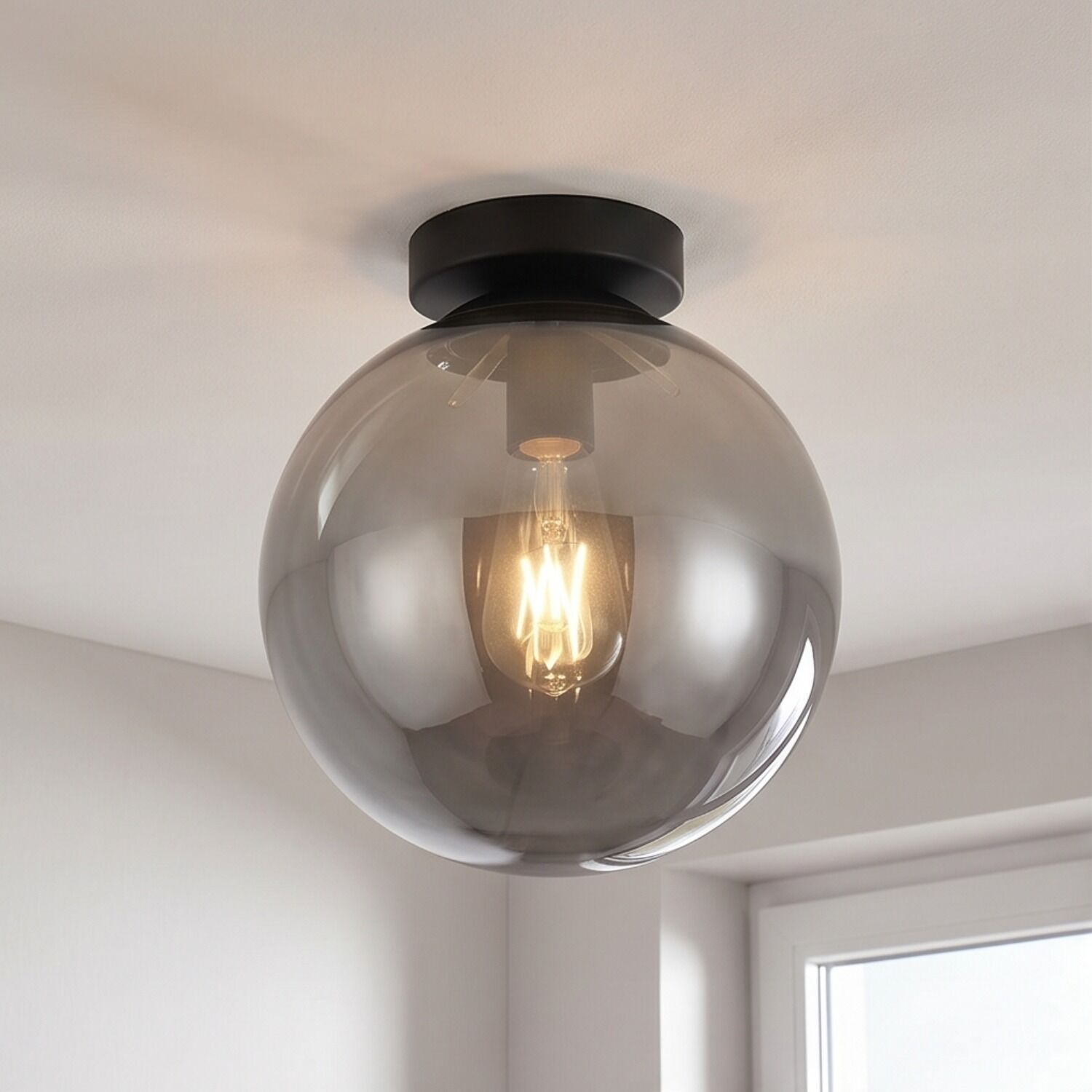 Deckenlampe, Glaskugel, Glühbirne, Glasleuchte, Edison-Lampe