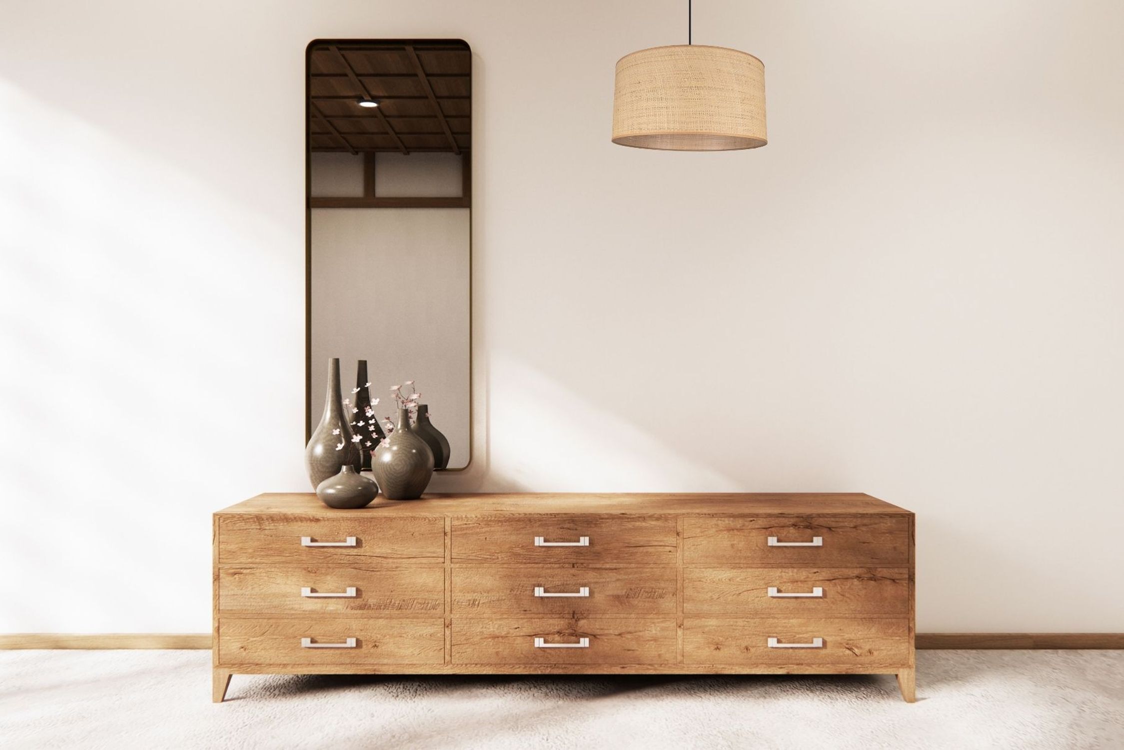 Blendarme Lampe suspendue rotin brun E27 Ø40 cm Moderne Moebel, Anrichte, Lampe, Kabinett