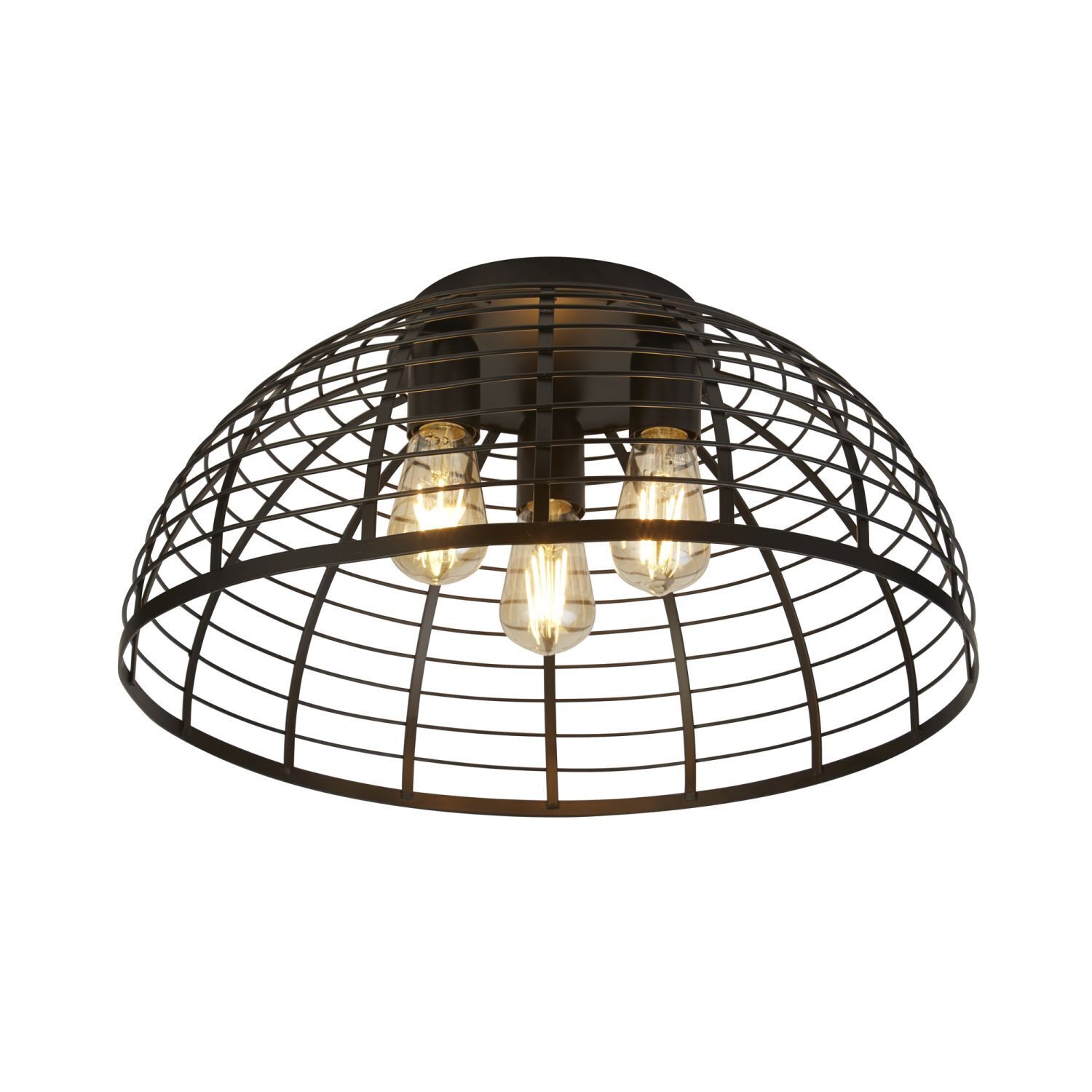 Plafonnier rond Ø 40 cm Noir Métal 3x E27
