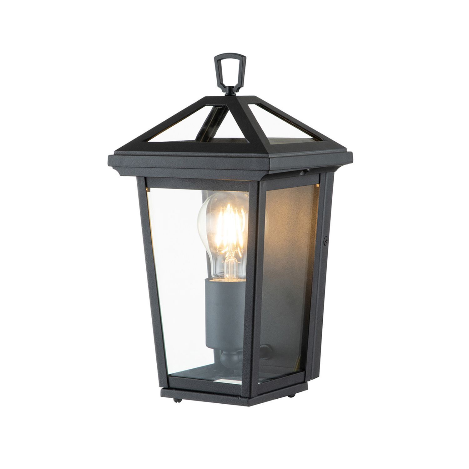 Applique extérieure aluminium verre H : 30 cm IP44 noir