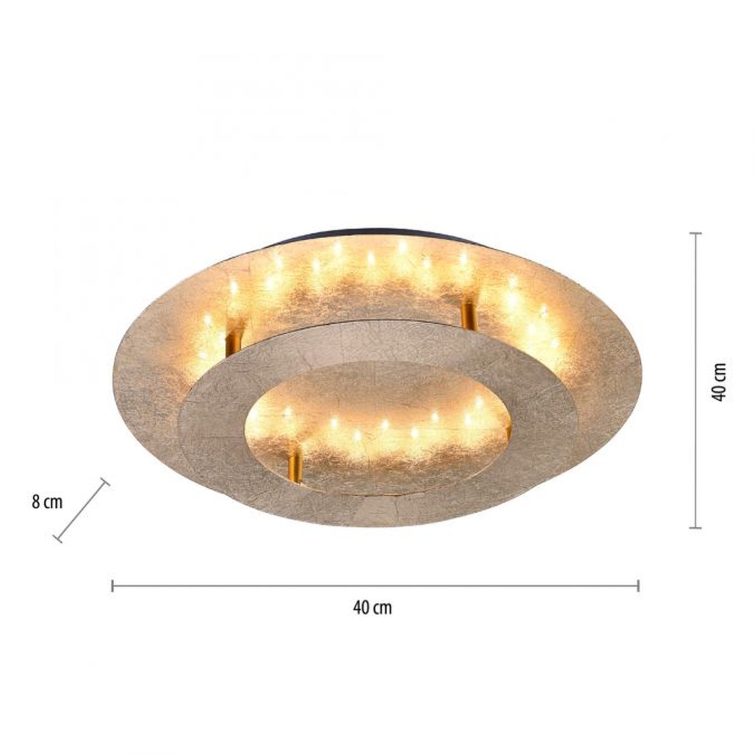 Plafonnier LED en feuille d'or métal 2270 lm Ø40 cm Deckenleuchte