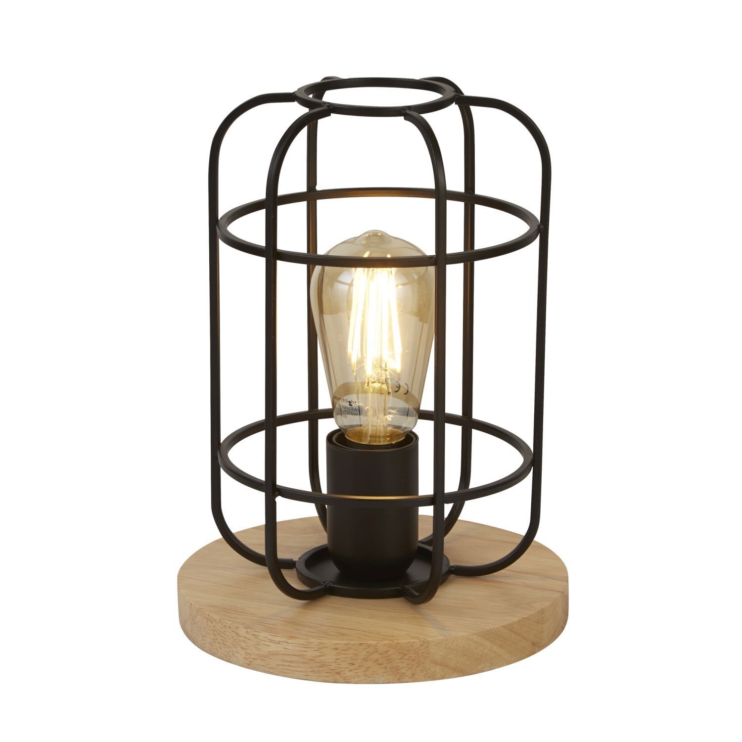 Petite lampe de table H : 24,5 cm Ø 18 cm E27 Métal Bois