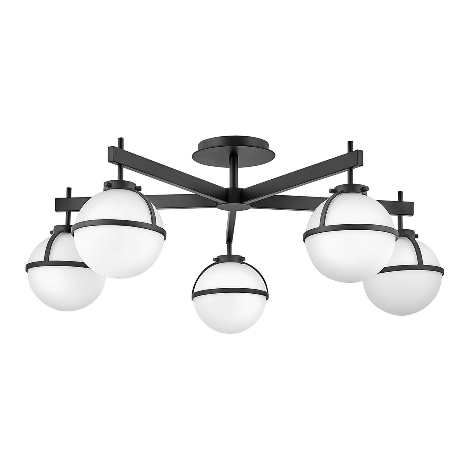 Plafonnier de salle de bain noir blanc IP44 large 81,3 cm métal verre