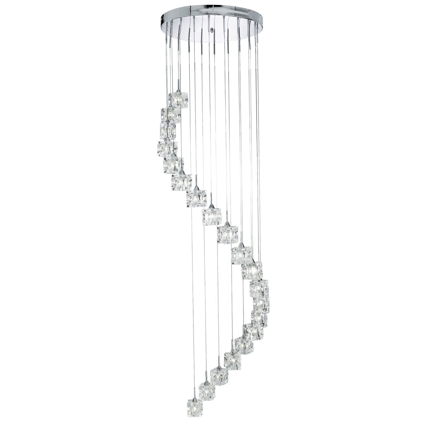 Suspension LED verre métal L:45 cm 3 W 20 flammes