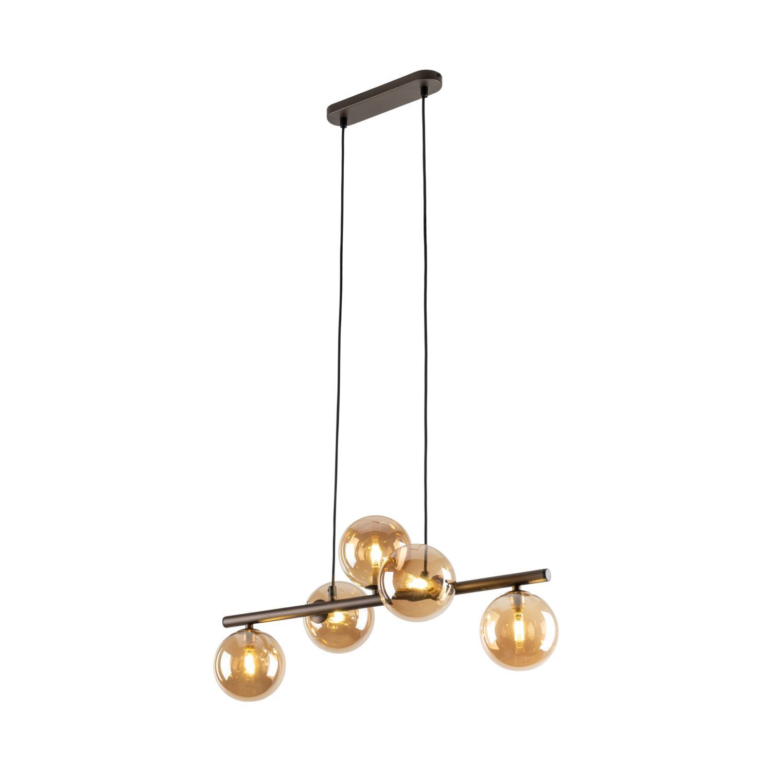 Lampe à suspendre verre fumé métal hauteur réglable 5x G9