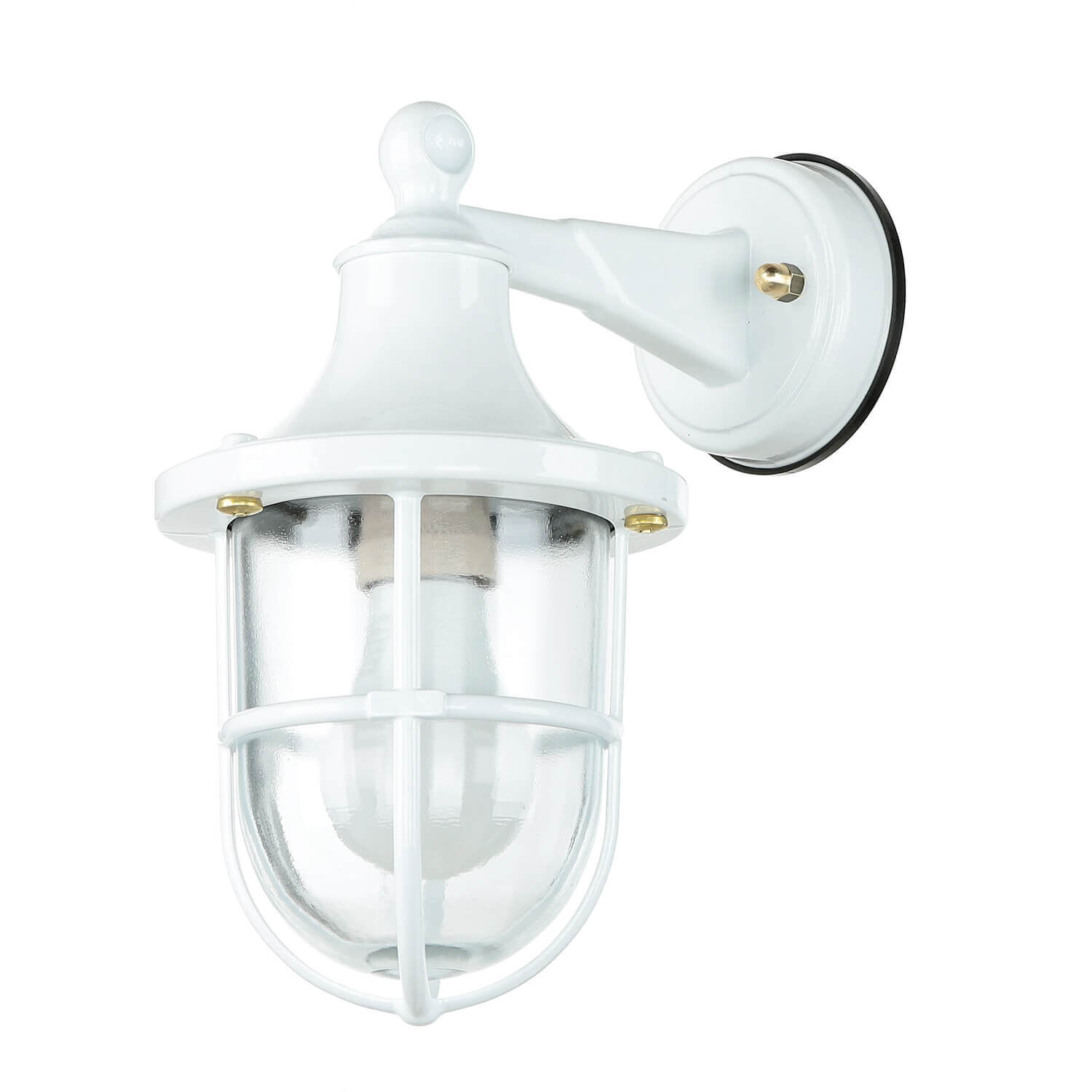 Applique extérieure Blanc IP64 Verre Laiton véritable E27