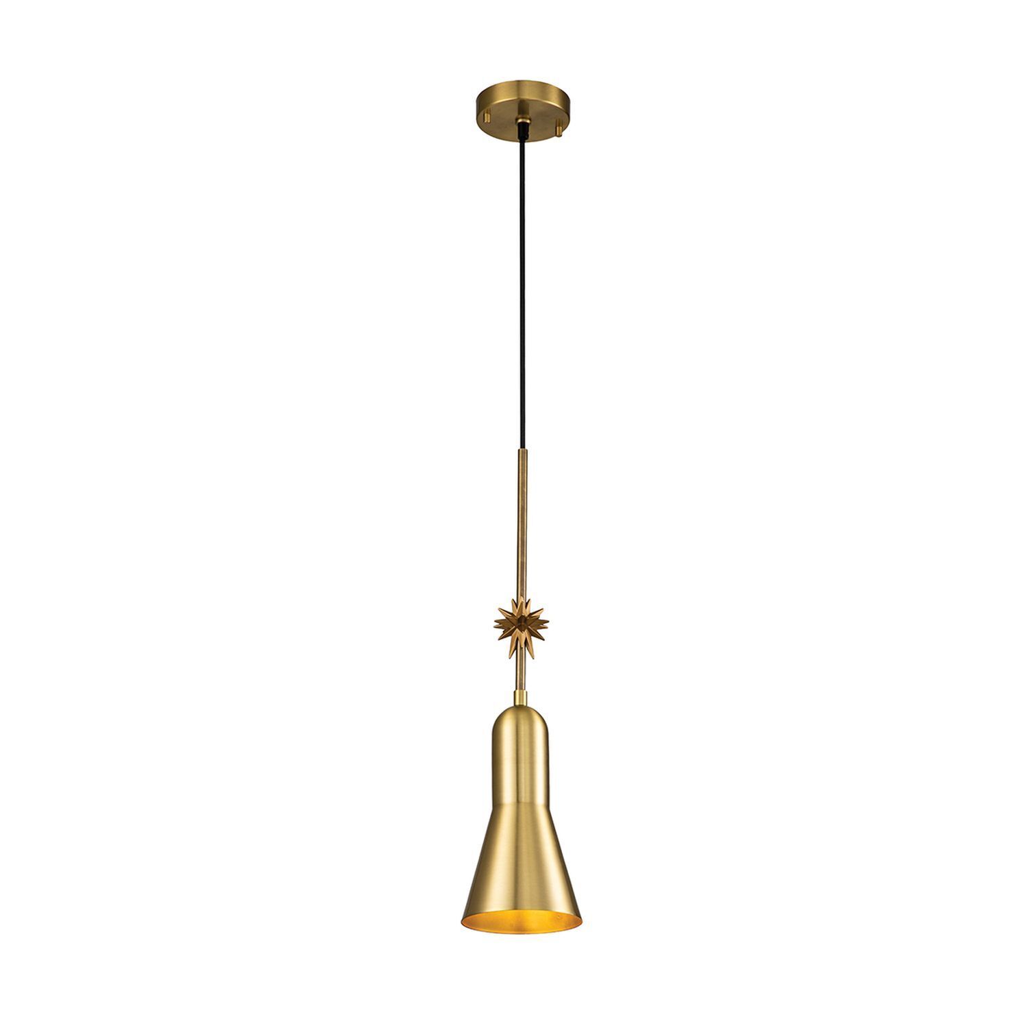Hängelampe Metall E27 13,3 cm breit H: max. 151,1 cm Pendelleuchte, Gold, Hängeleuchte, Kegelform, Dekorlicht