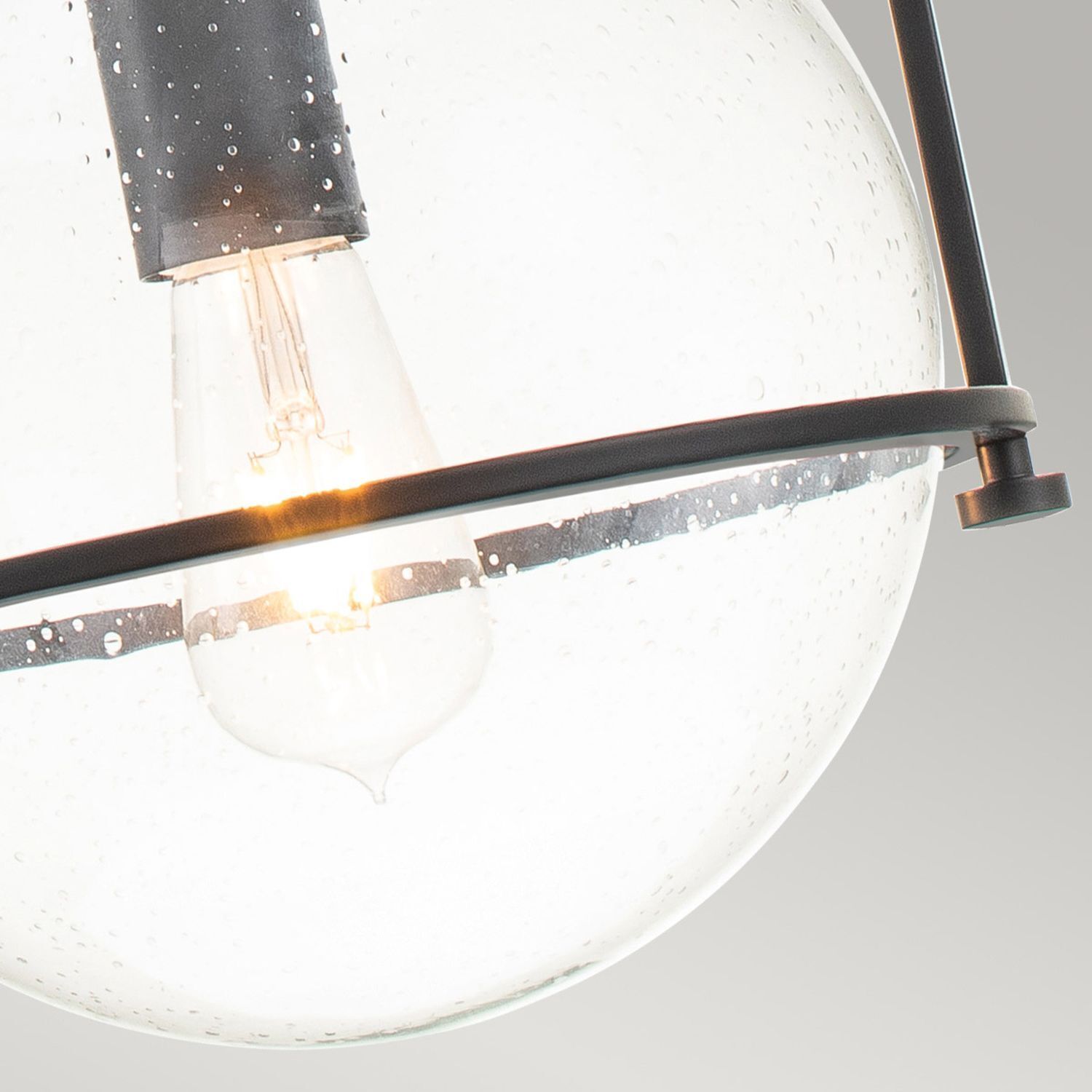 Suspension métal verre E27 ronde D : 28,9 cm noir