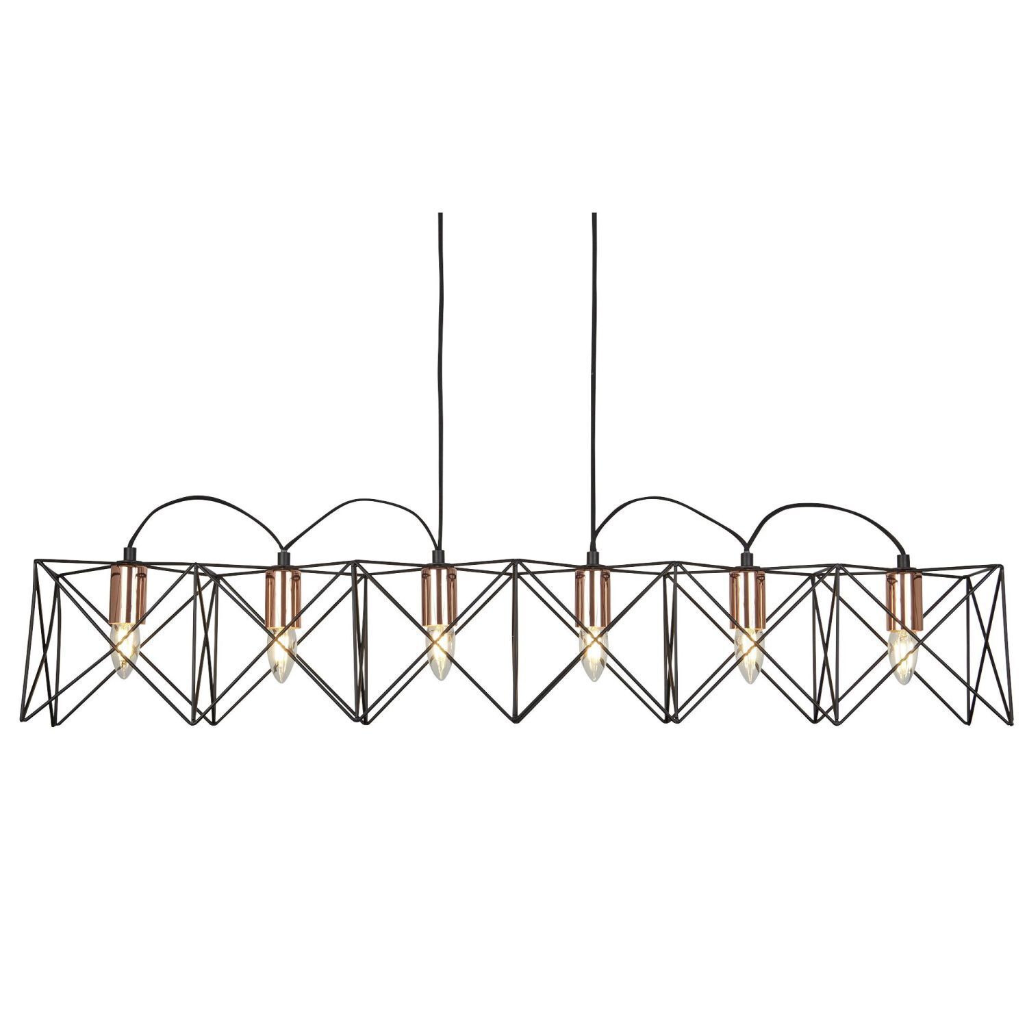 Lampe à suspendre métal 110 cm de long H : max. 145 cm Noir Cuivre