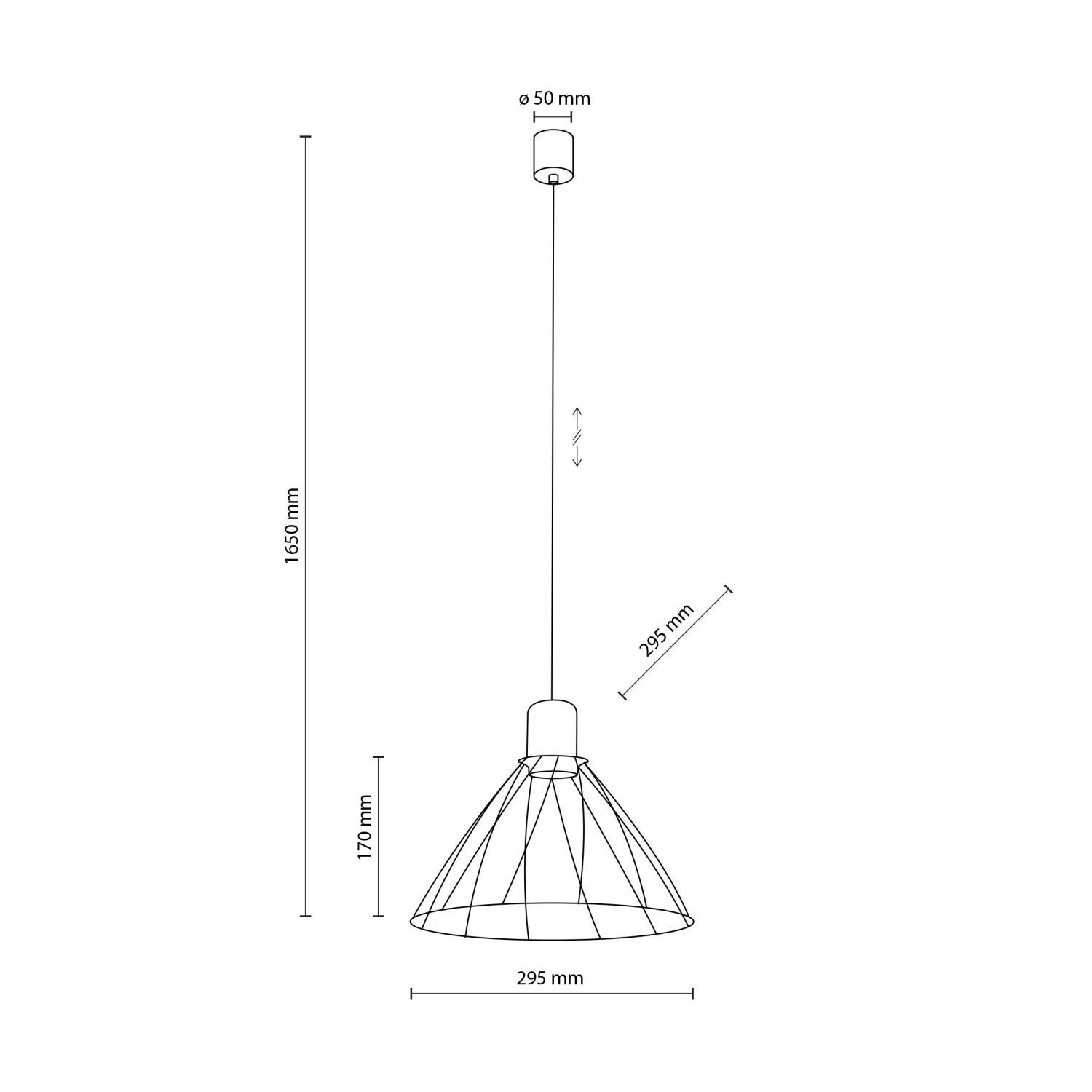 Lampe à suspendre fil de bois Ø 29,5 cm H : max. 165 cm réglable