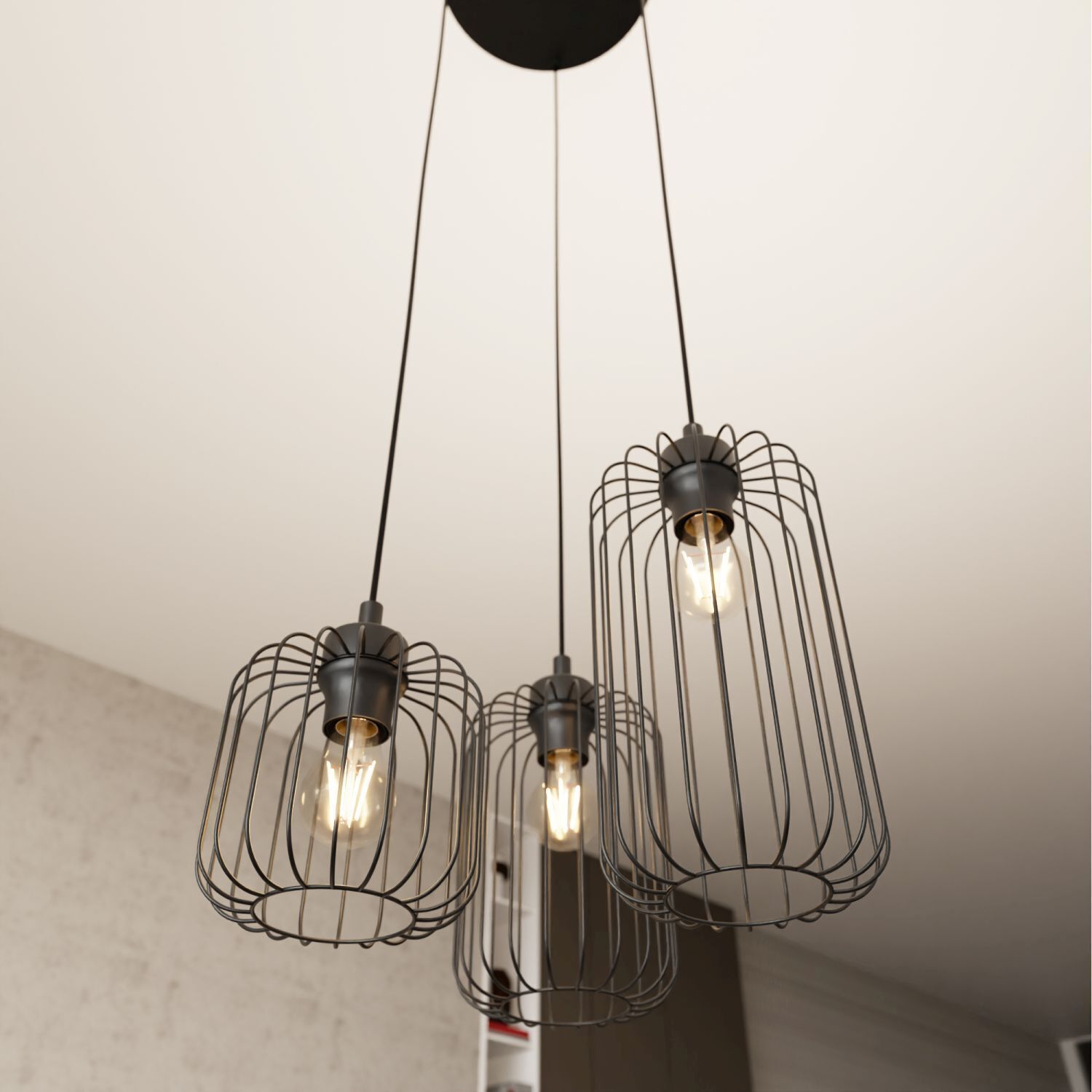 Suspension décorative métal noir E27 L:30 cm