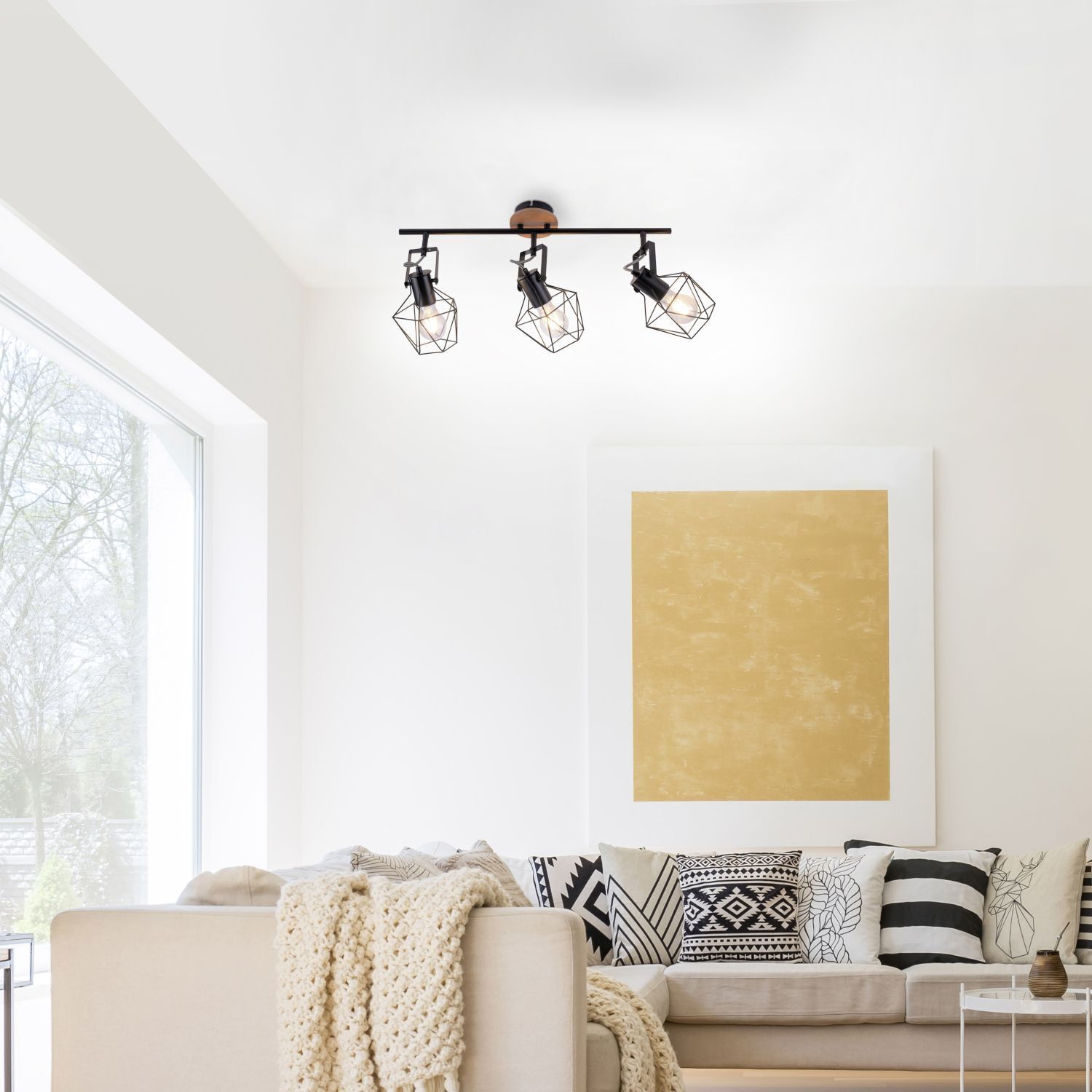 Spot de plafond réglable bois métal 83 cm E27 Vintage Dekoration für Zuhause, Leuchte, Wohnzimmer, Zimmer, Lampe