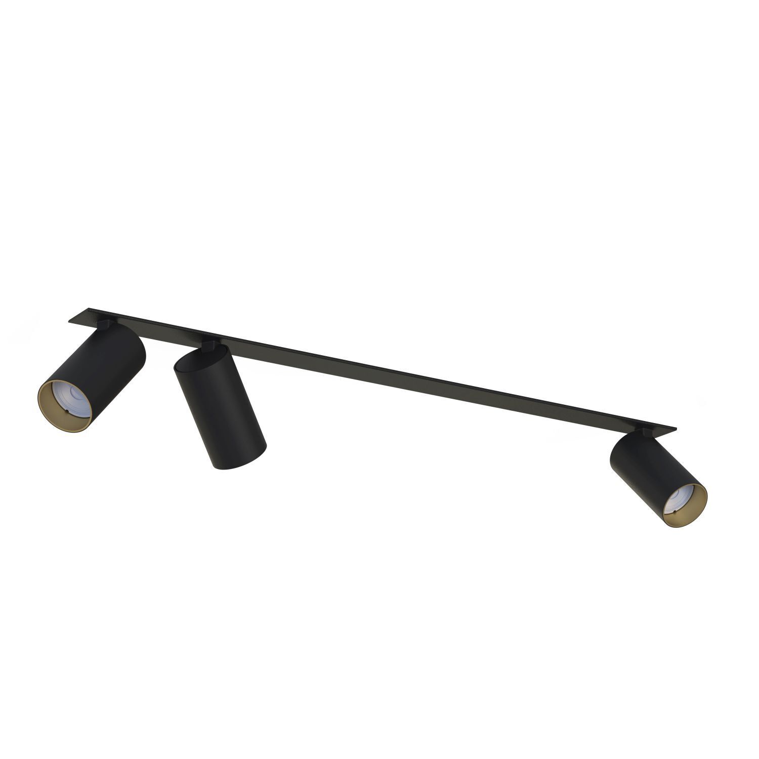 Spot de plafond encastré 3-flammes en noir or GU10 70 cm de long