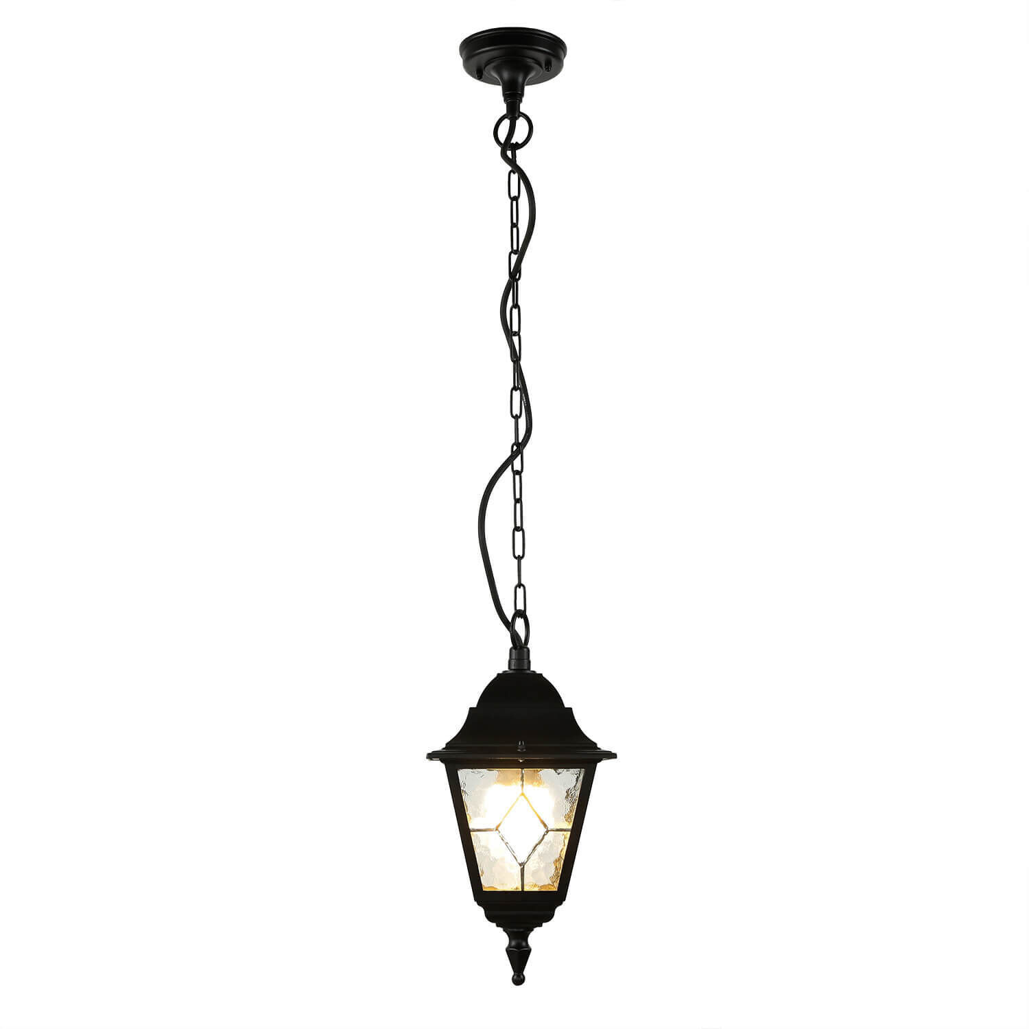 Schwarze Hängelampe IP43 Rustikal Kirchenglas Lampe, Kronleuchter, Leuchte