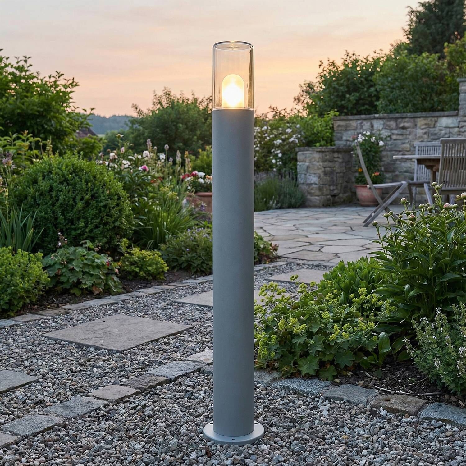 Borne d'éclairage RGB LED 80 cm IP44 Gris Blanc Acier inoxydable