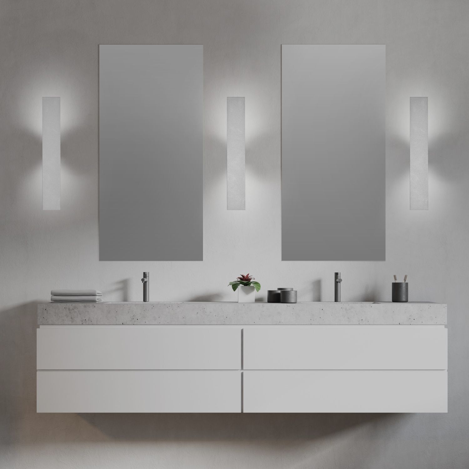 Applique murale blanche métal plat 50 cm de long lumière indirecte