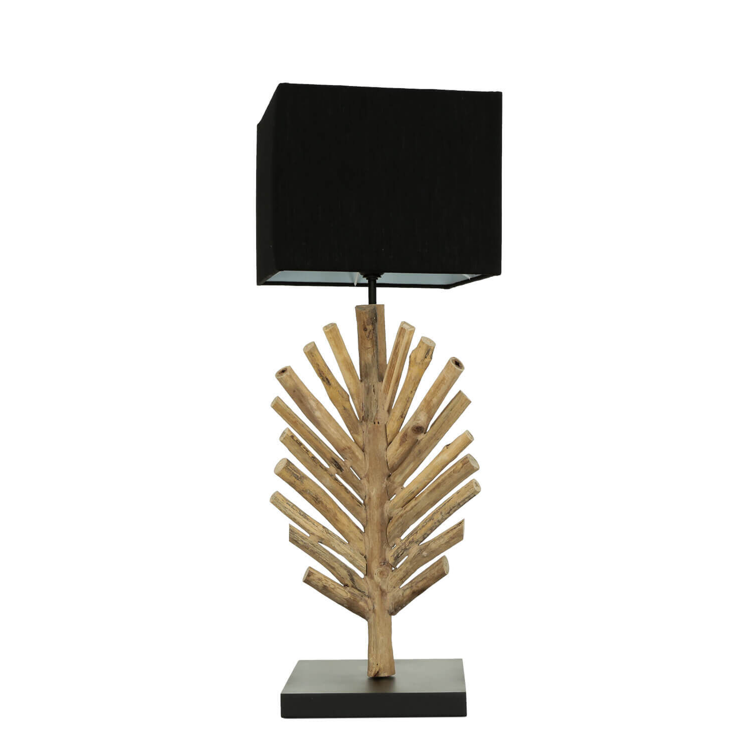 Lampe de table bois flotté tissu 69 cm E27 artisanat SAWATH Lampe, Tischlampe