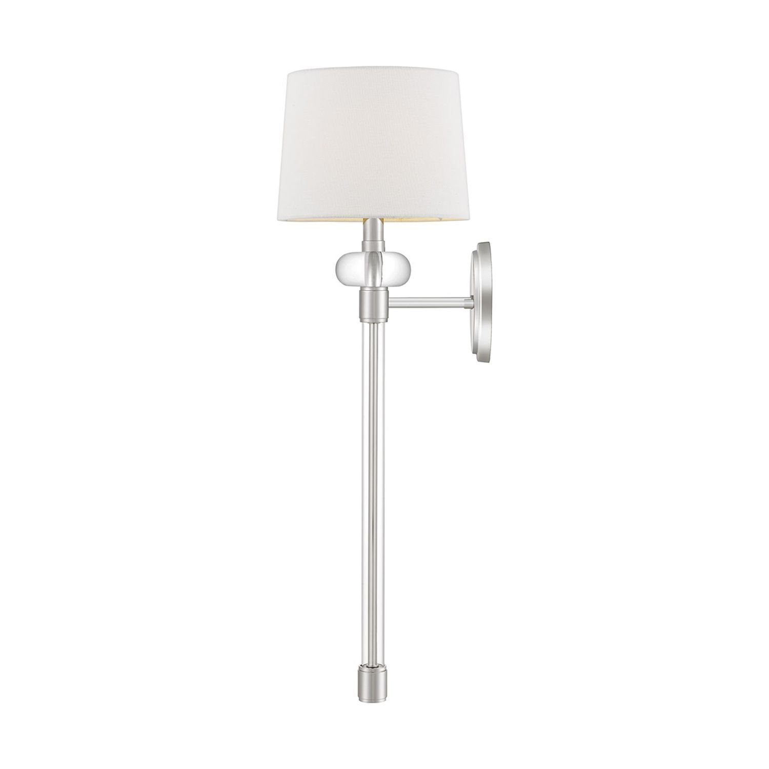 Applique Métal Tissu H : 67,6 cm en nickel poli blanc Lampe, Lampenschirm, Tischlampe