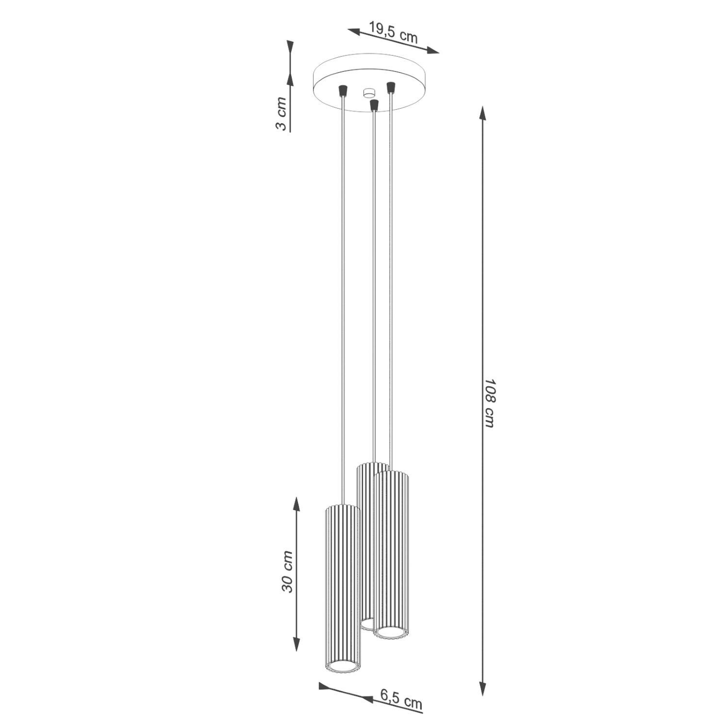 Suspension 3 flammes GU10 rouge en aluminium L : 19,5 cm