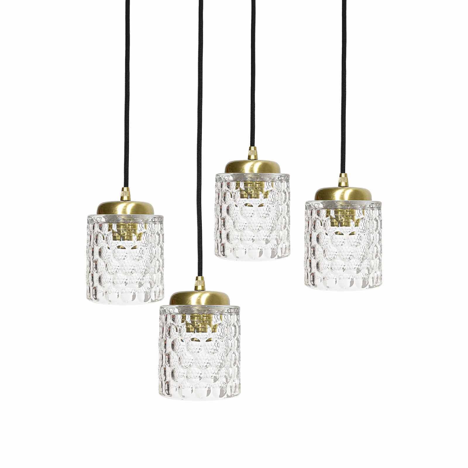 Lampe à suspendre laiton fer verre Ø 49 cm rond 4x E27 salle à manger Leuchter, Lampe