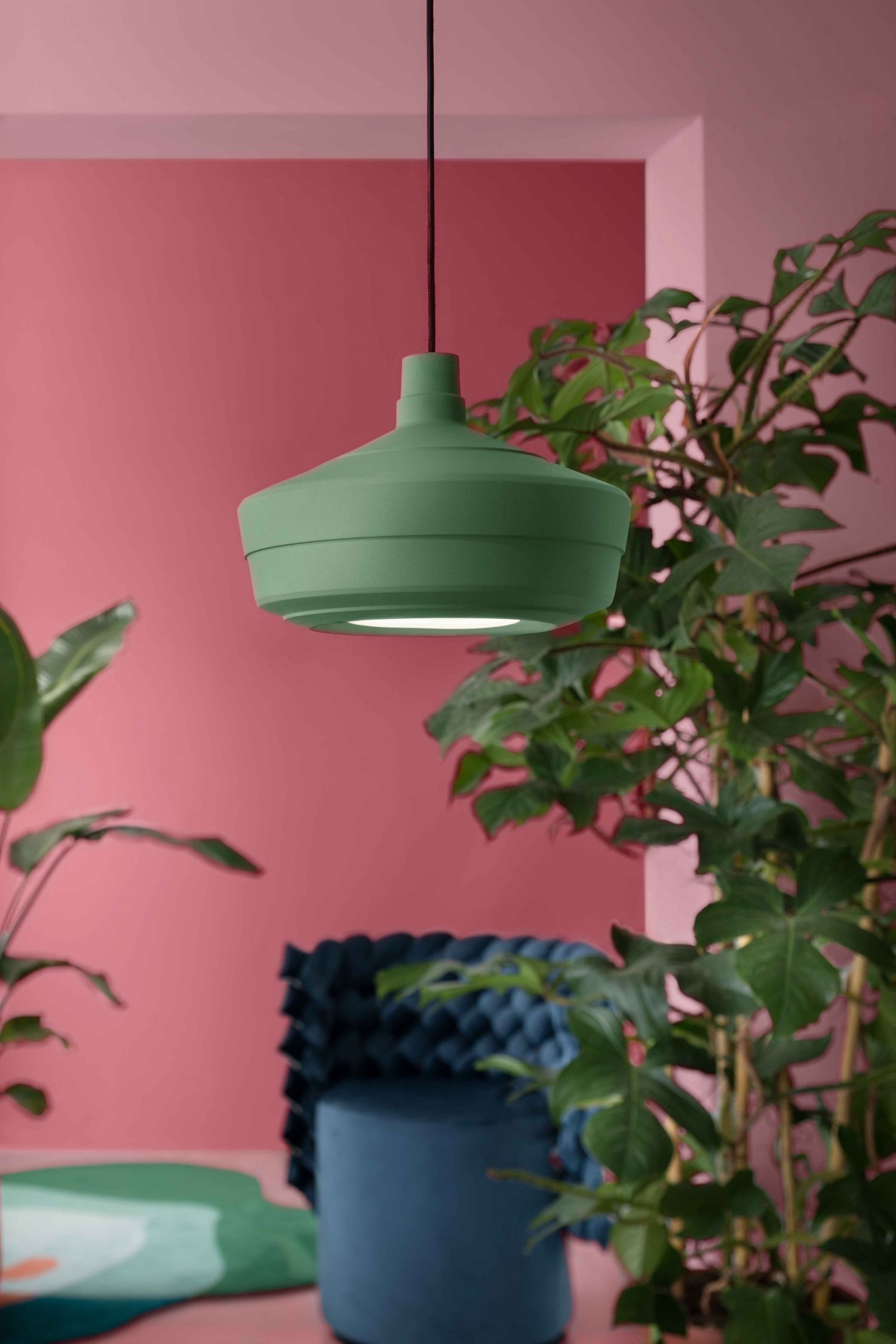 Lampe à suspendre céramique D : 36 cm H : max. 146 cm Vert foncé