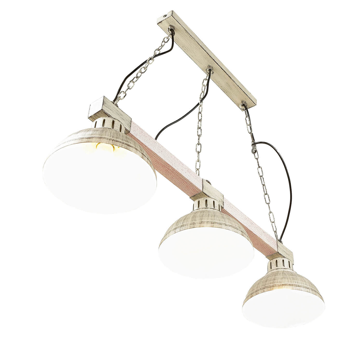 Suspension vintage 3-flmg E27 Shabby blanc HAKON