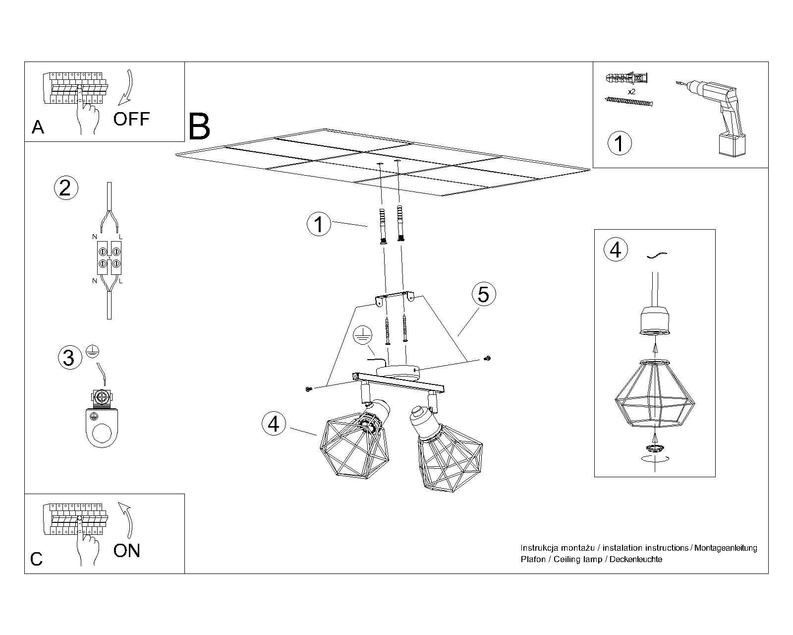 Deckenstrahler Weiß 31 cm lang verstellbar E27 Metall CAD-Diagramm, Diagramm