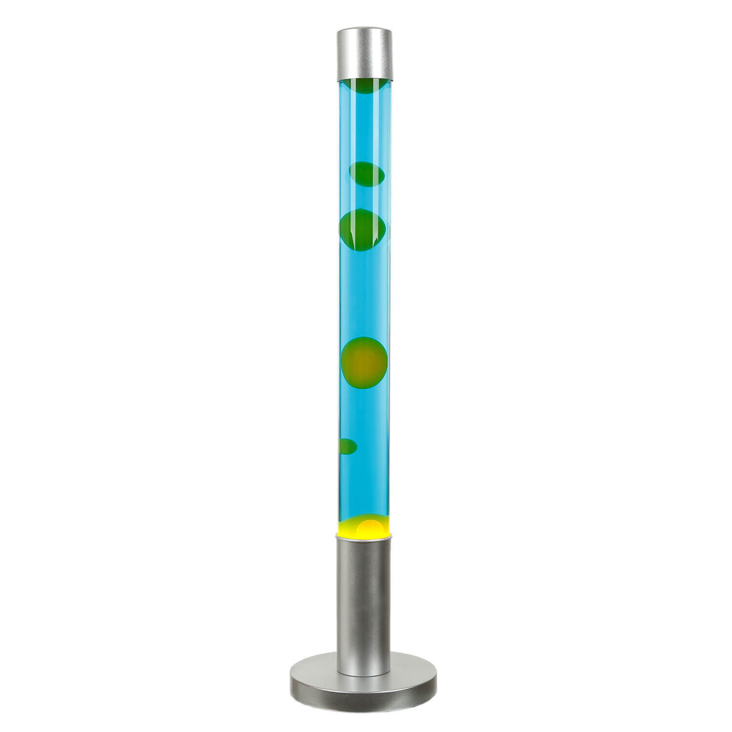 Ausgefallene Lavalampe ALAN Gelb Blau groß 76cm Blubber, Lava, Glasröhre, bunte Flüssigkeit, Standlampe
