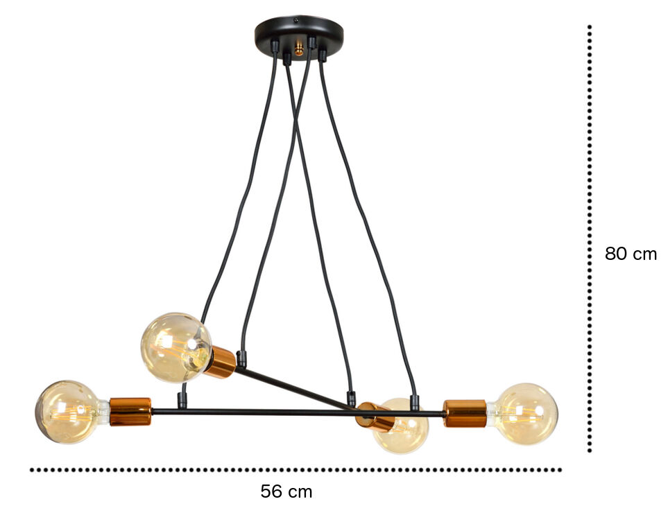 Suspension ZETA Noir Métal 4-flmg Table de salle à manger