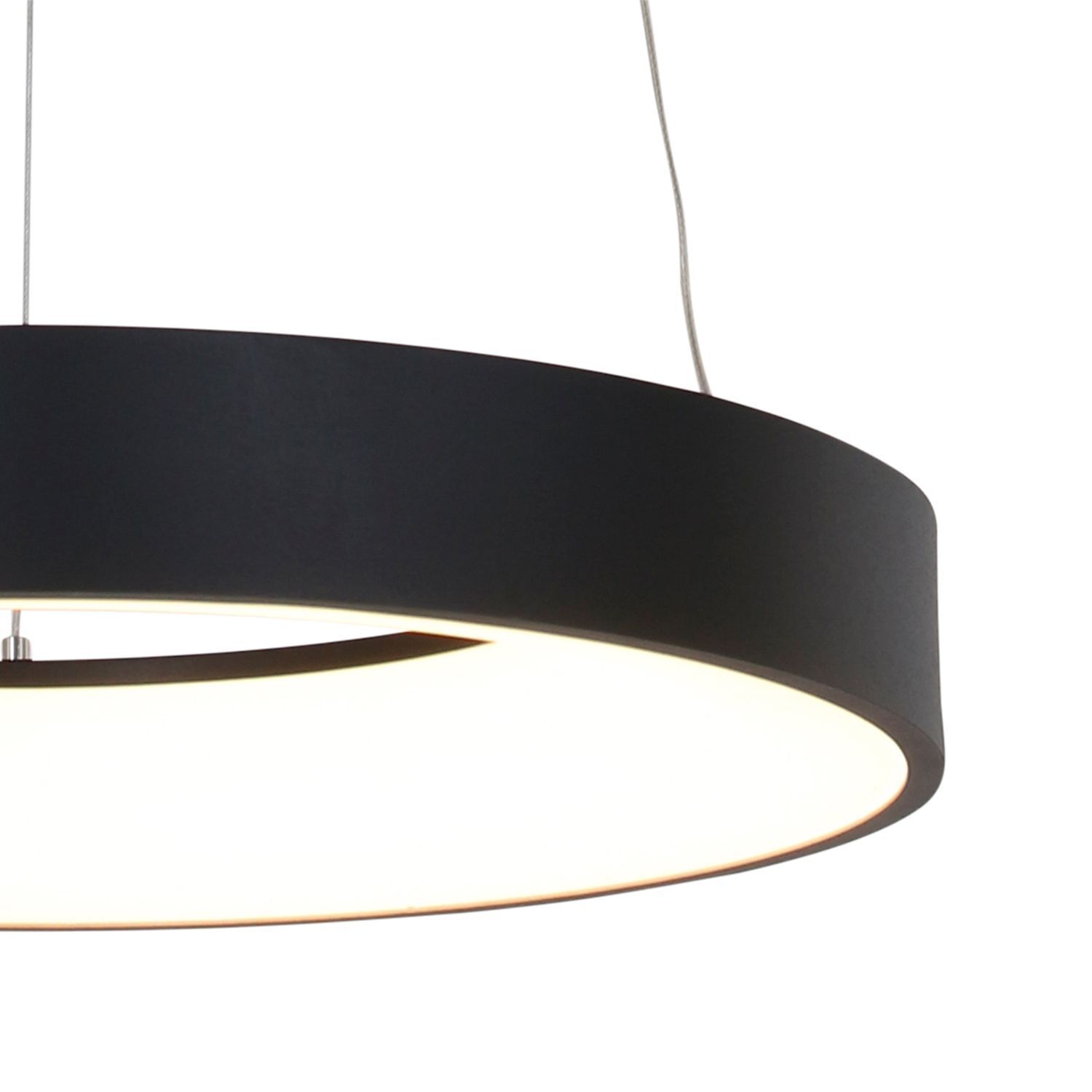 Suspension LED ronde noire Ø48 cm 2700 K confortable