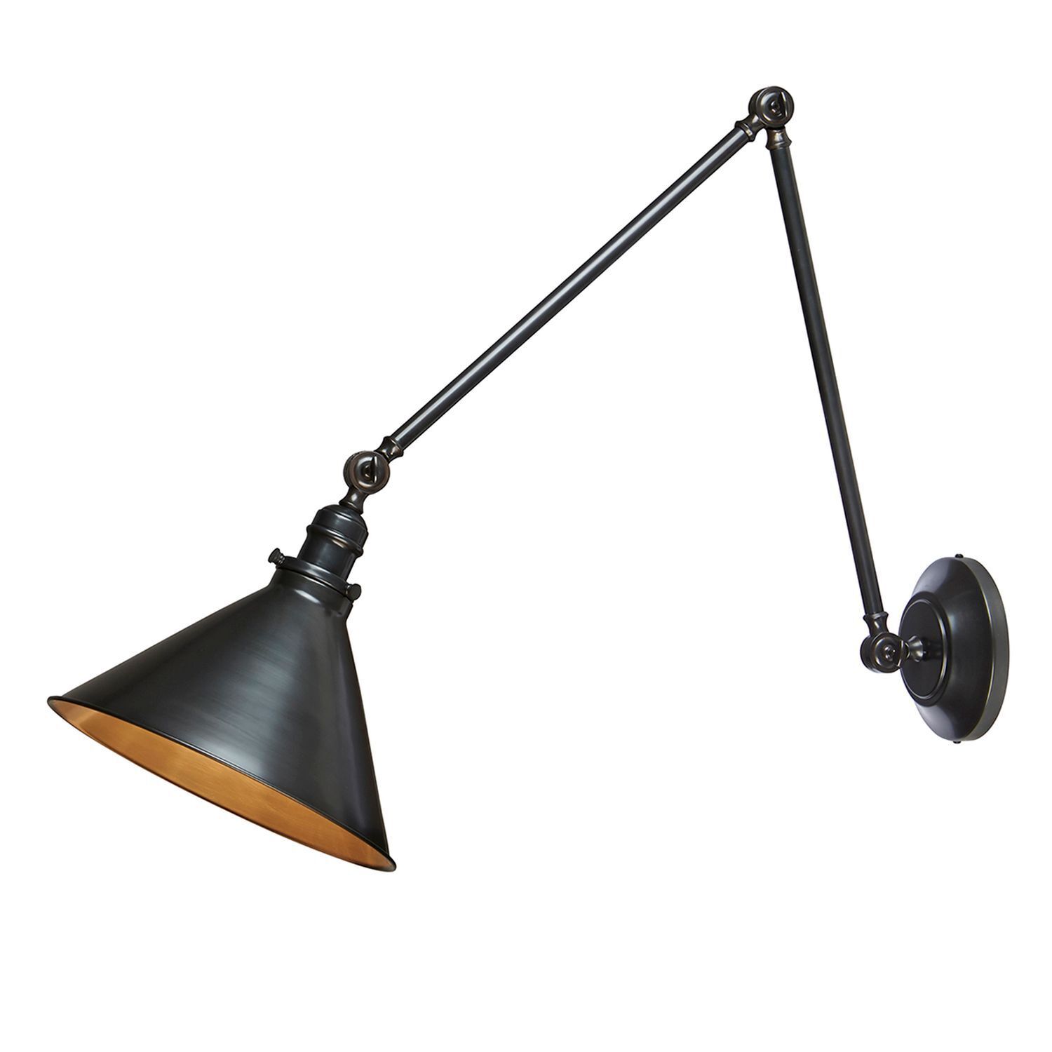 Wandlampe, Schreibtischlampe, Schwarz, Metall, Kugelgelenk