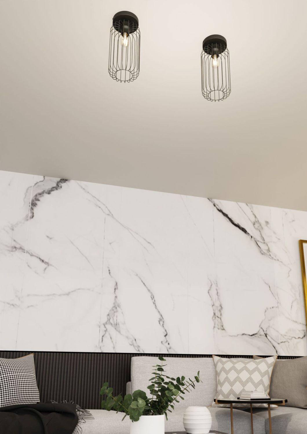 Fil de fer Plafonnier Noir Métal E27 Ø16 cm rond Rétro Drinnen, Innenarchitektur, Gebäude, Mauer, Pflanze