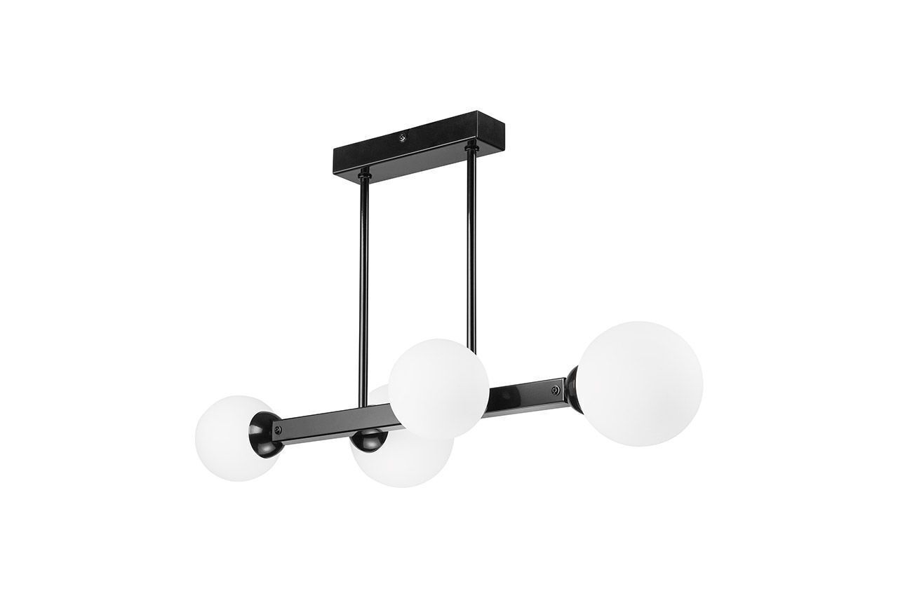 Plafonnier métal verre noir blanc 4x G9 Abat-jour sphérique