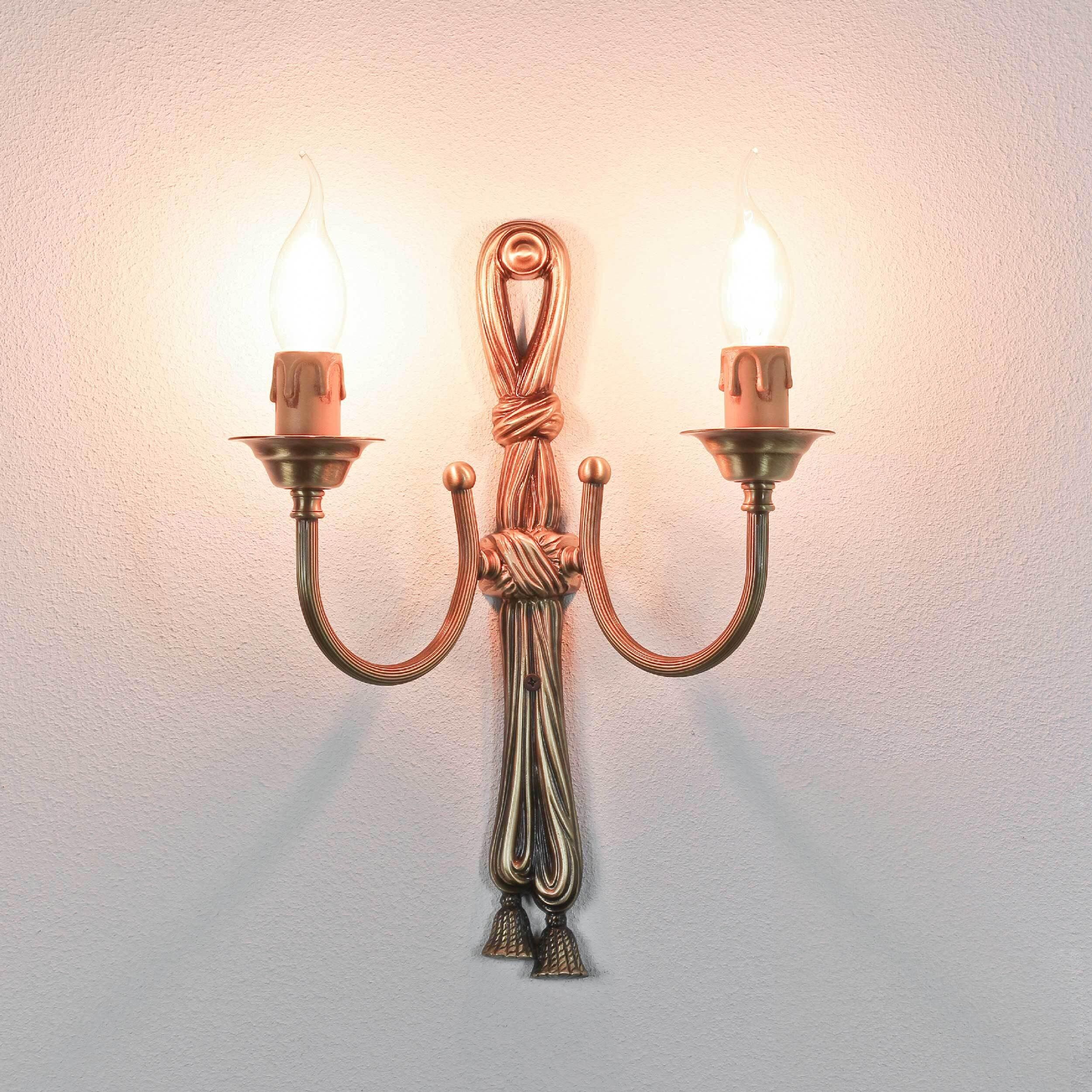 Applique murale chandelier 2flmg bronze en laiton véritable