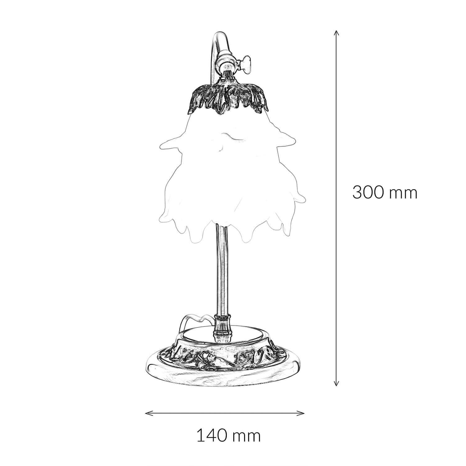 Lampe de bureau laiton verre floral orientable