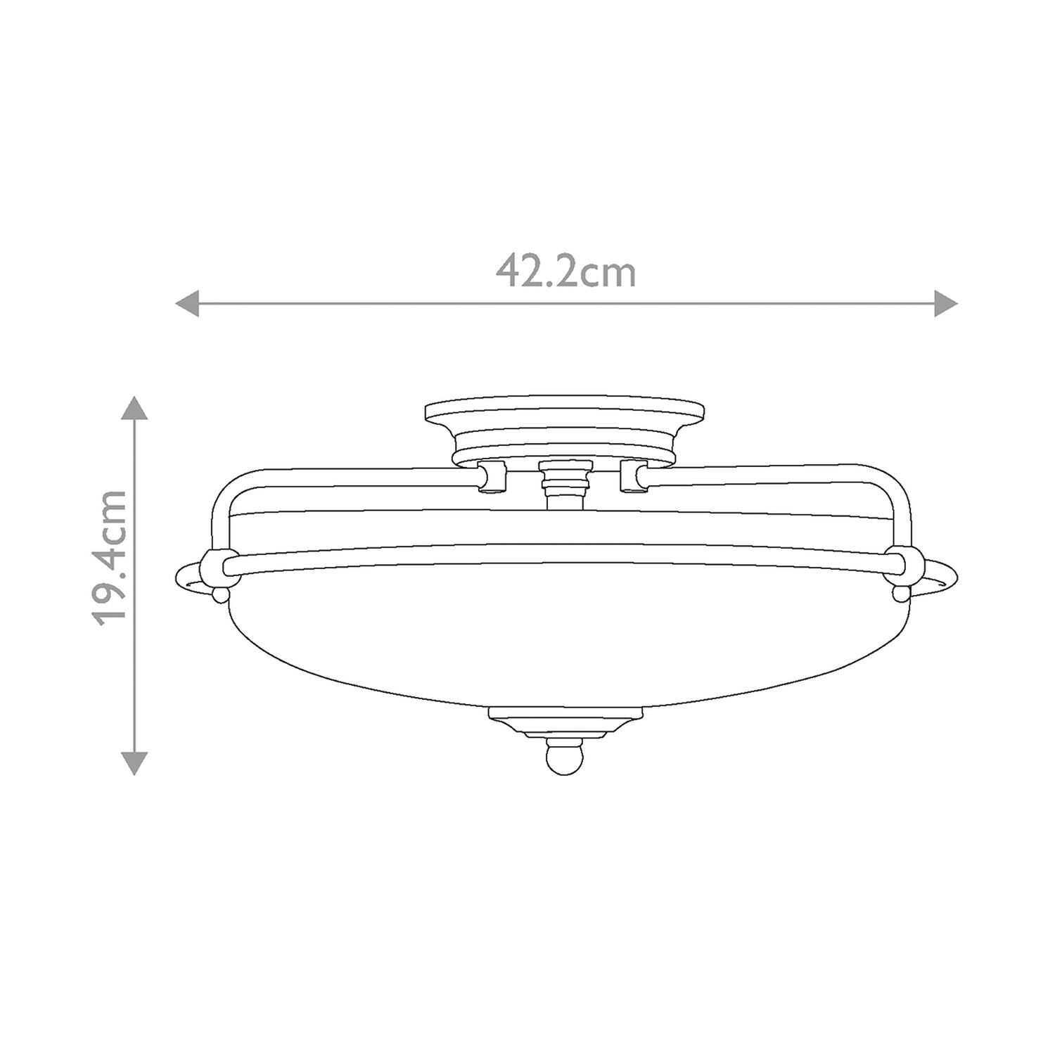 Lampe de plafonnier verre métal E27 rond Ø 42,2 cm 3-flamme