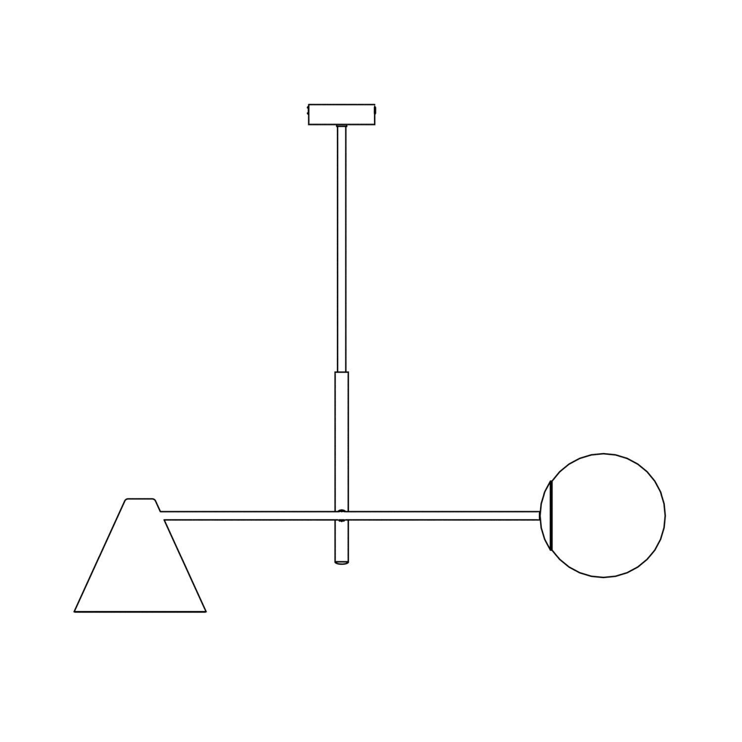 hängende Leuchte, Deckenleuchte, Aufhängung, Metallstab, Globen-Schirm