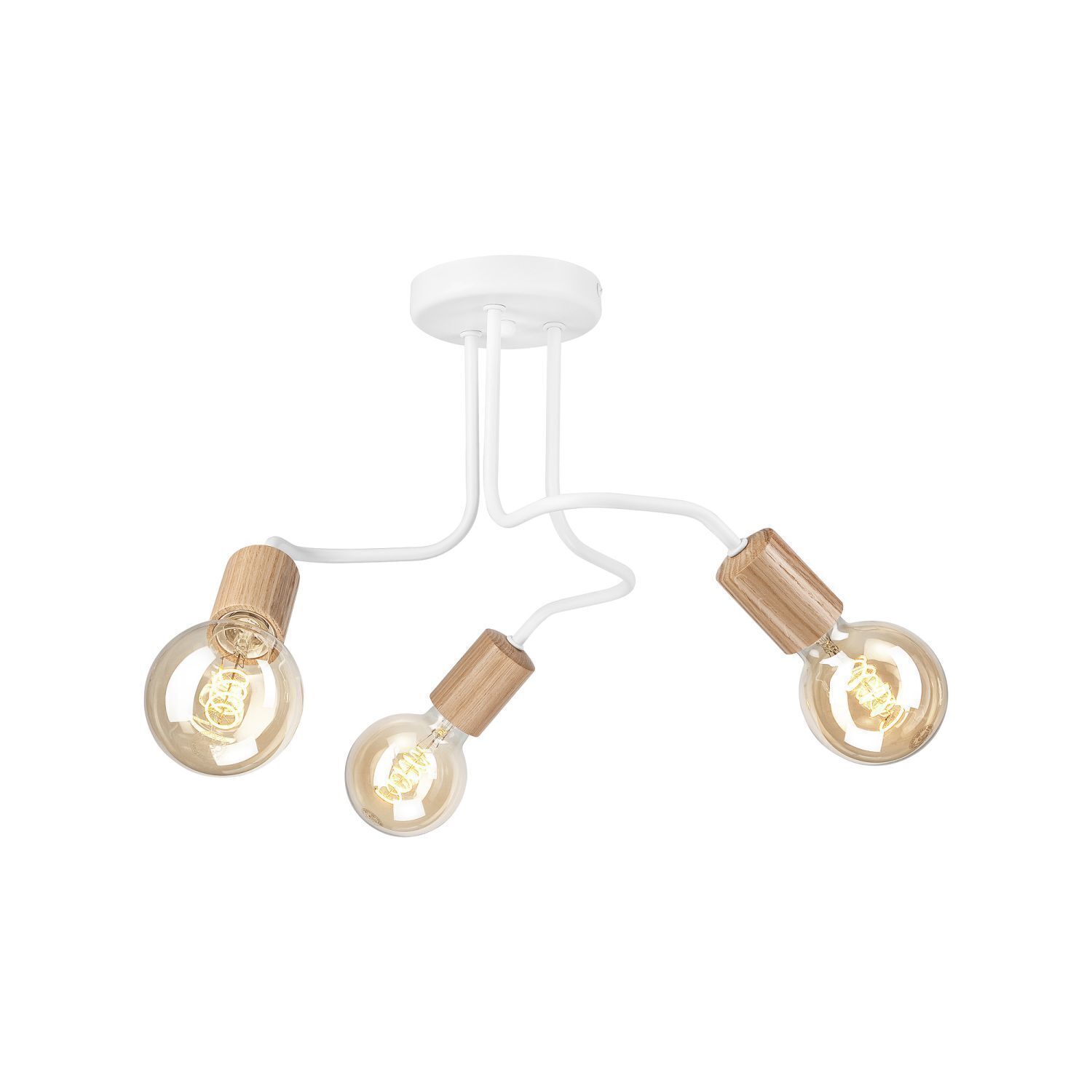 Plafonnier 3 flammes E27 L : 40 cm Métal Rétro Blanc