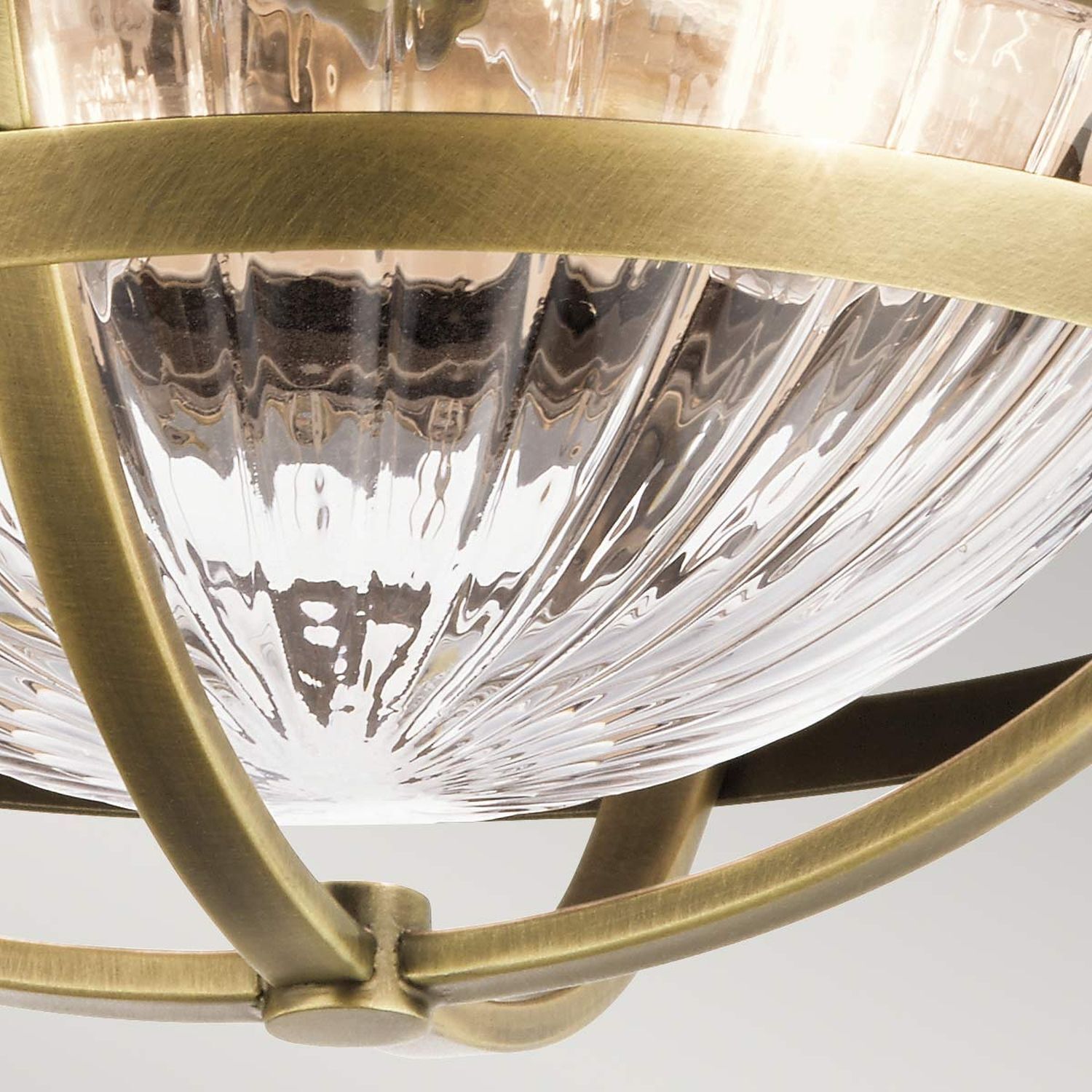 Plafonnier rond Ø 30,5 cm métal verre strié 2x E27