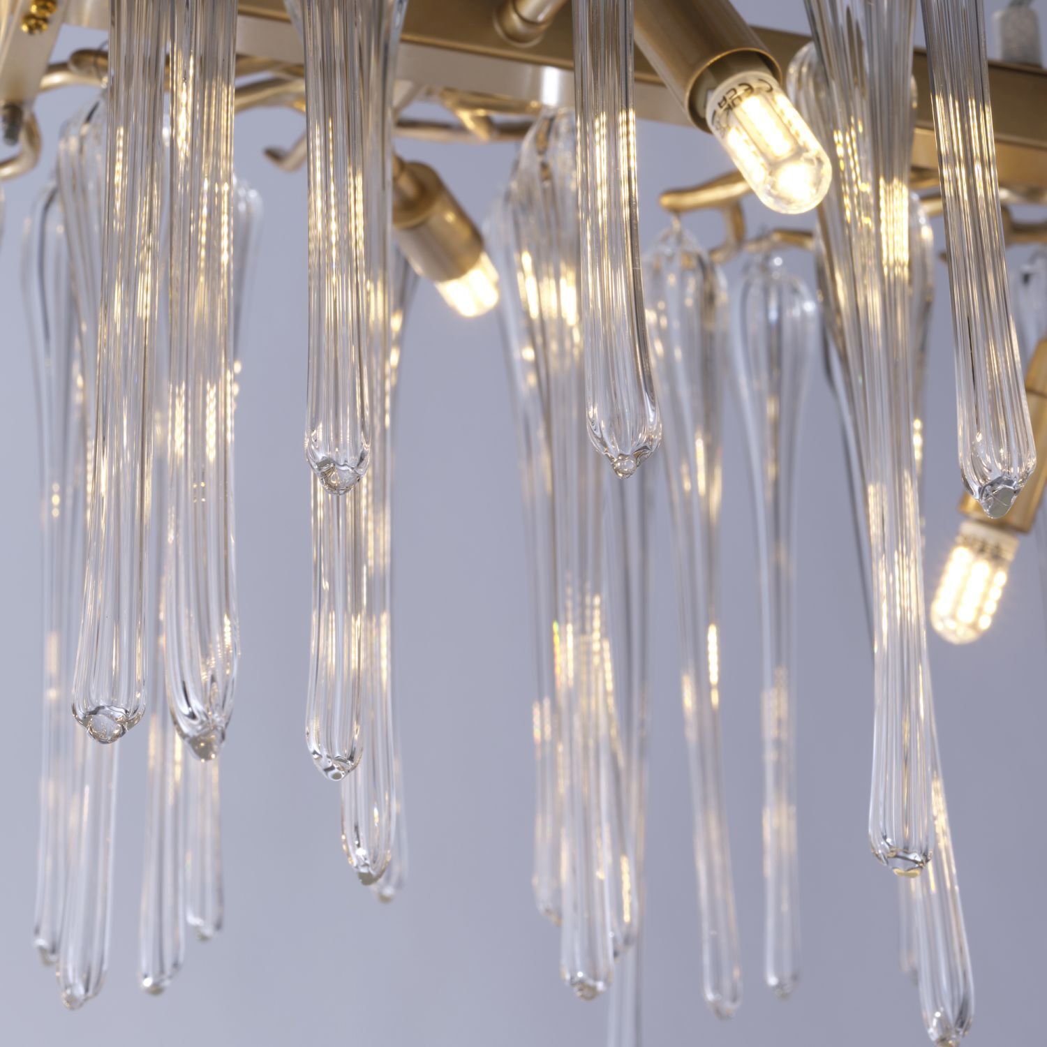 Pendelleuchte Metall Glas stilvoll L:117 cm G9 in Gold Lichtschirm, Glaströpfchen, Kronleuchter, LED, Dekoration