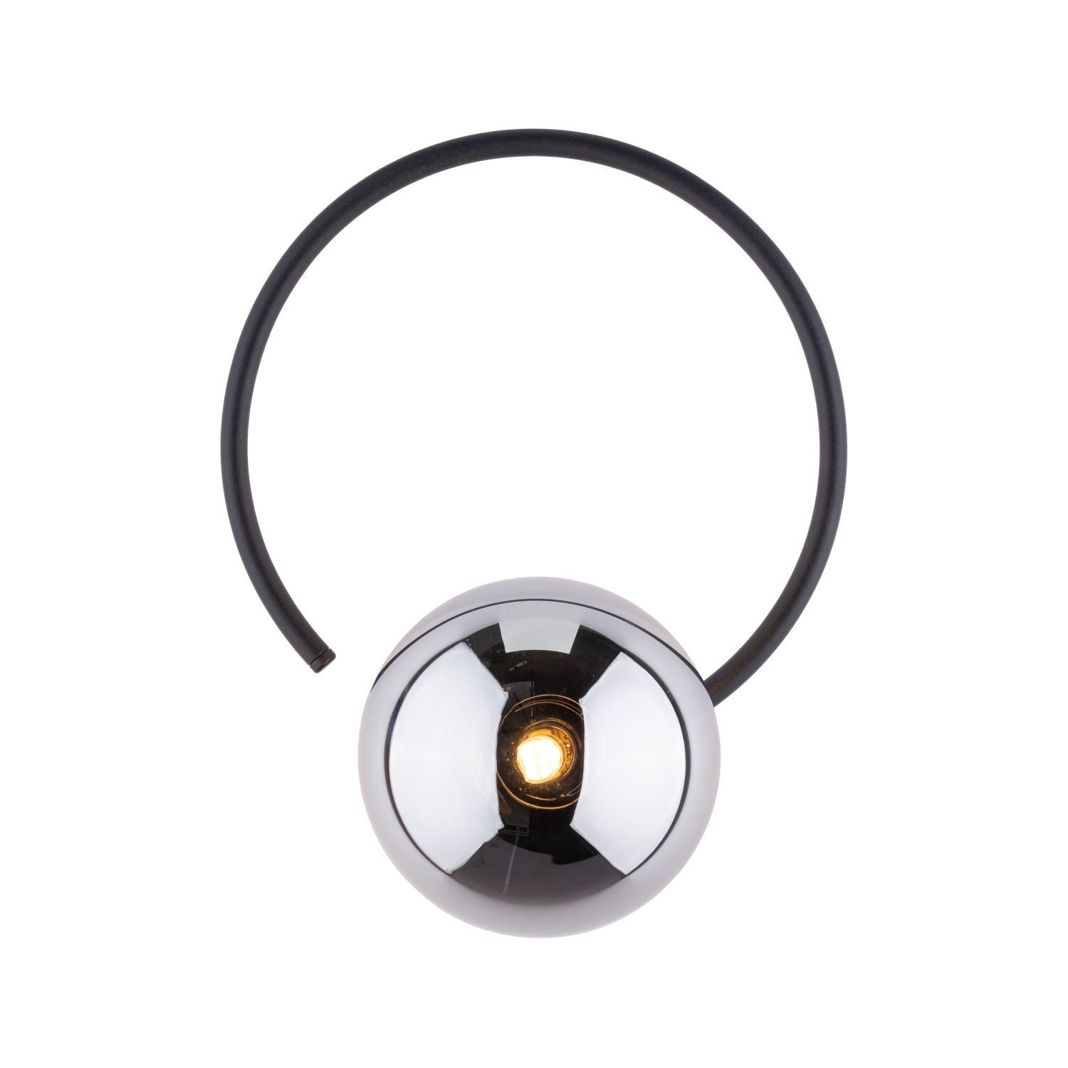 Applique Métal Verre fumé G9 Noir Graphite Boule Abat-jour
