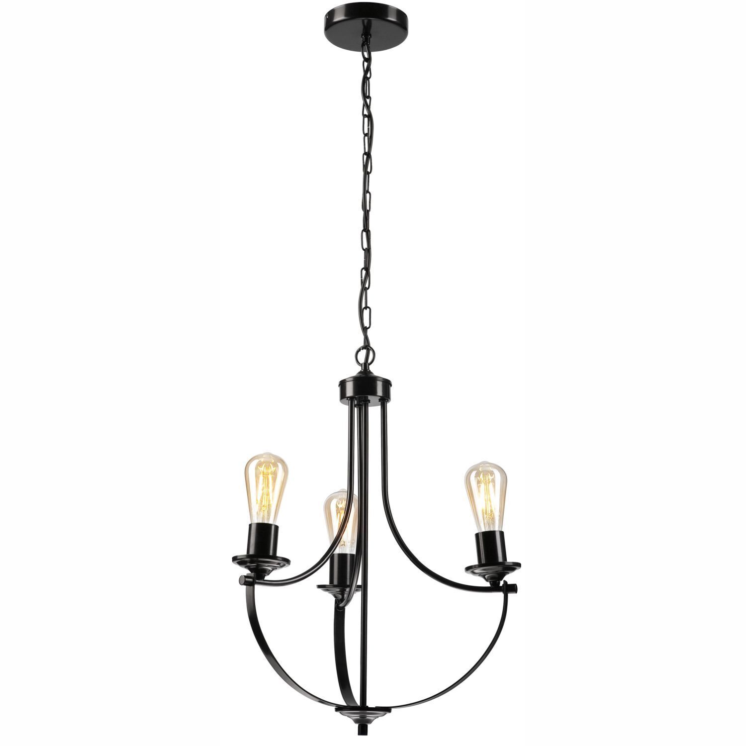 Lustre Noir Métal Ø 42 cm 3-flammes E27 Rustique