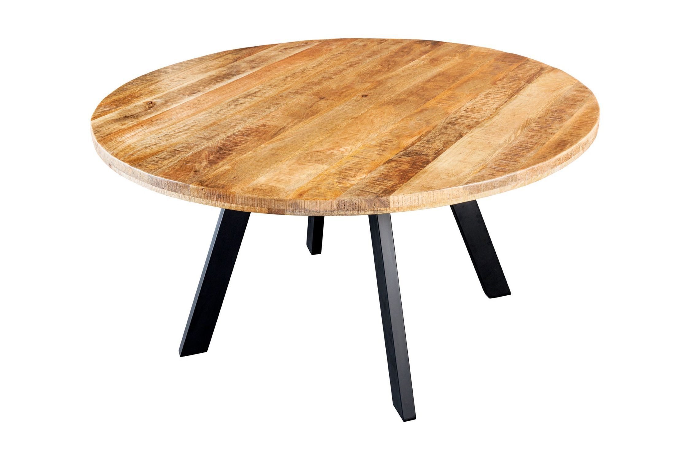 Table de salle à manger ronde Ø 145 cm bois de manguier métal design industriel
