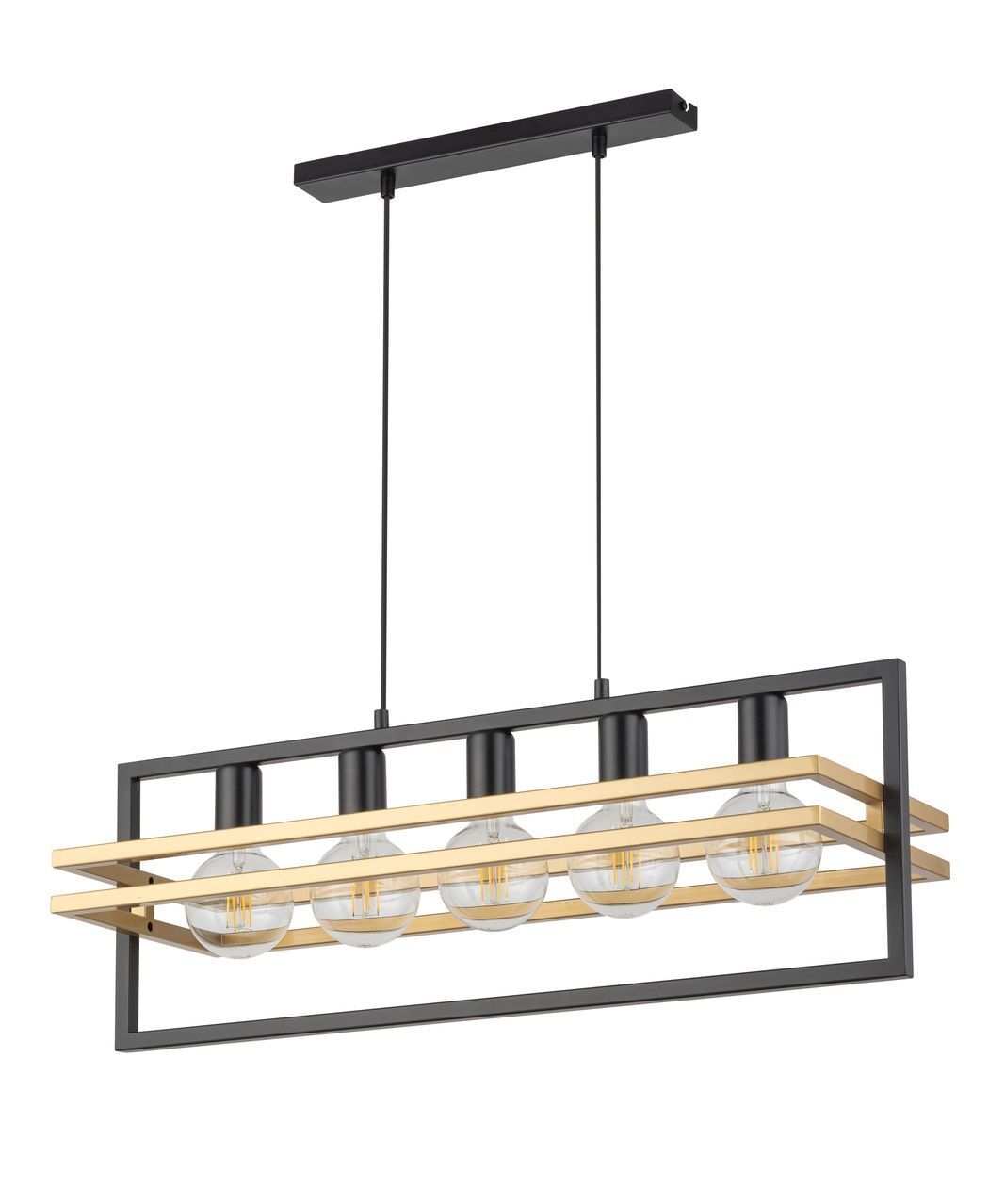 Lampe à suspendre design or noir E27 5 flammes en métal